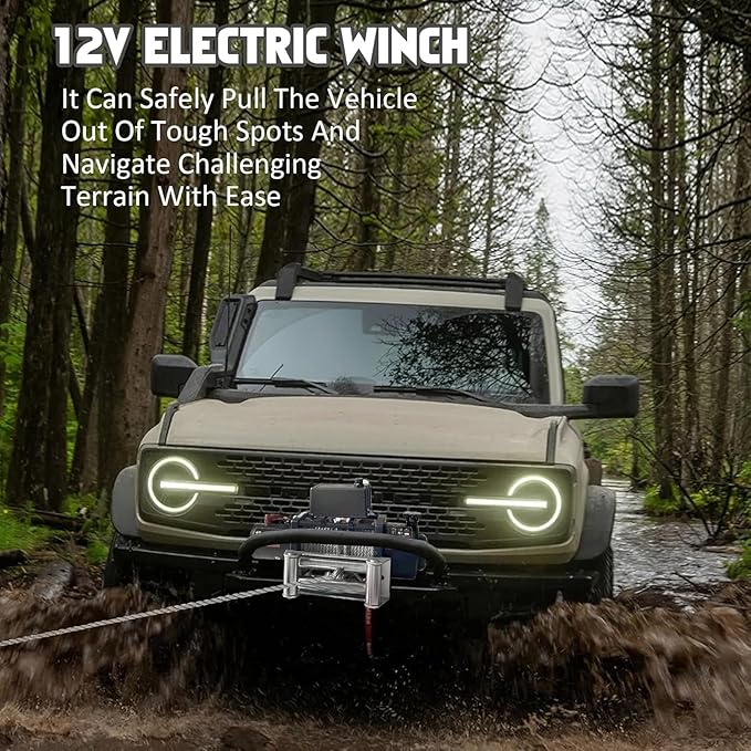 Winche Eléctrico 18800LBS, IP67, Cable de Acero 80Ft, Control Remoto Inalámbrico, 12V miniatura 8