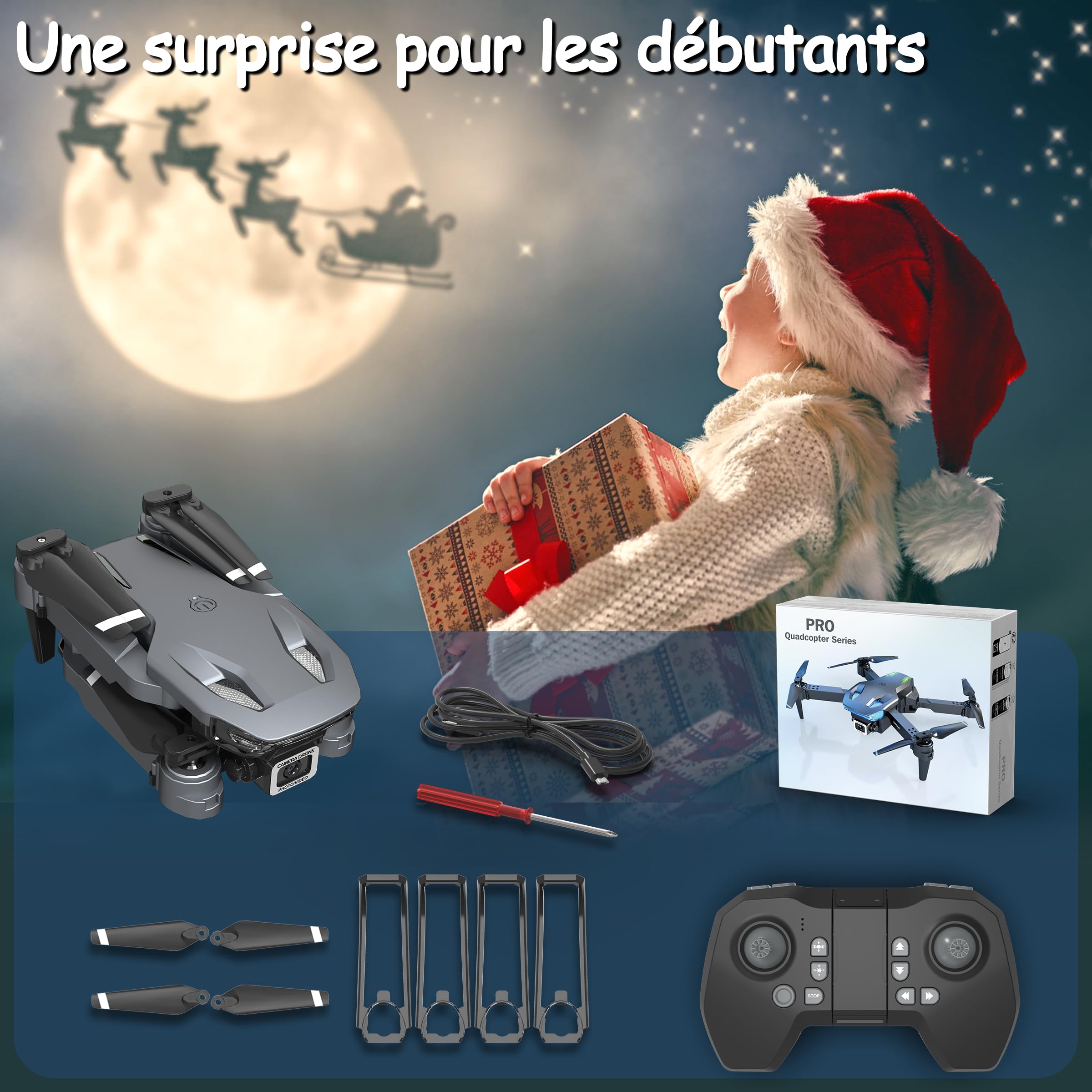 Wipkviey T28 Drone avec Caméra 1080p, FPV Pliable Quadcopter pour Débutants et Adultes, RC Drone avec 3D Flips, Maintien d'altitude, Selfie par Geste, Vol par Trajectoire, 2 Batteries
