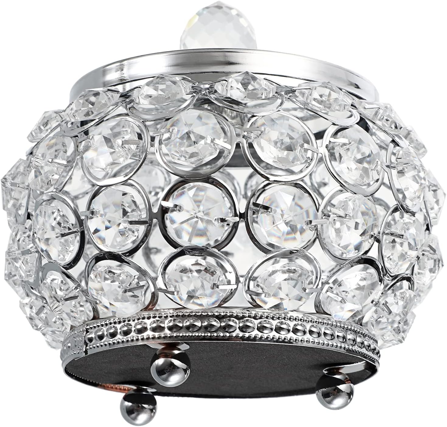 Hipiwe Crystal Jewelry Box with Glass Lid Small Trinket Organizer Mirrored Treasure Box Ring Holder Earrings Necklace Storage Box Keepsake Gift Box for Home Dresser Decor, Silver - Image 9