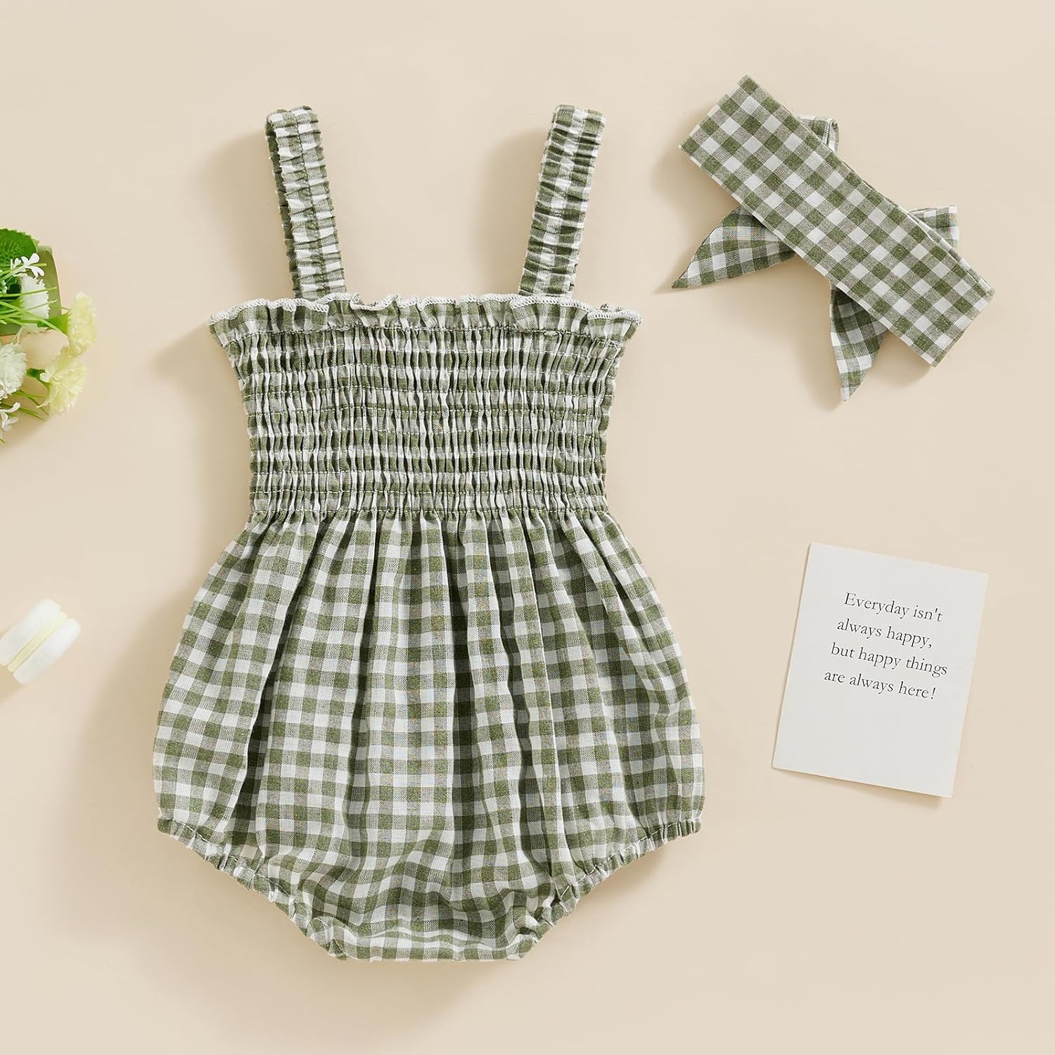 Newborn Baby Girl Bodysuit Sleeveless Halter Frill Romper One-piece Jumpsuit with Headband Summer Clothes Set - Image 6