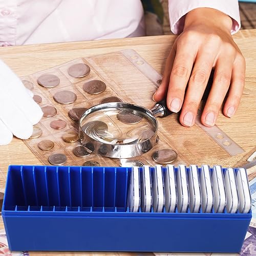 Miniatura 5 de Caja de almacenamiento de monedas de plástico de 6 piezas con 20 soportes para monedas de losa, caja de colección de monedas, contenedor de monedas
