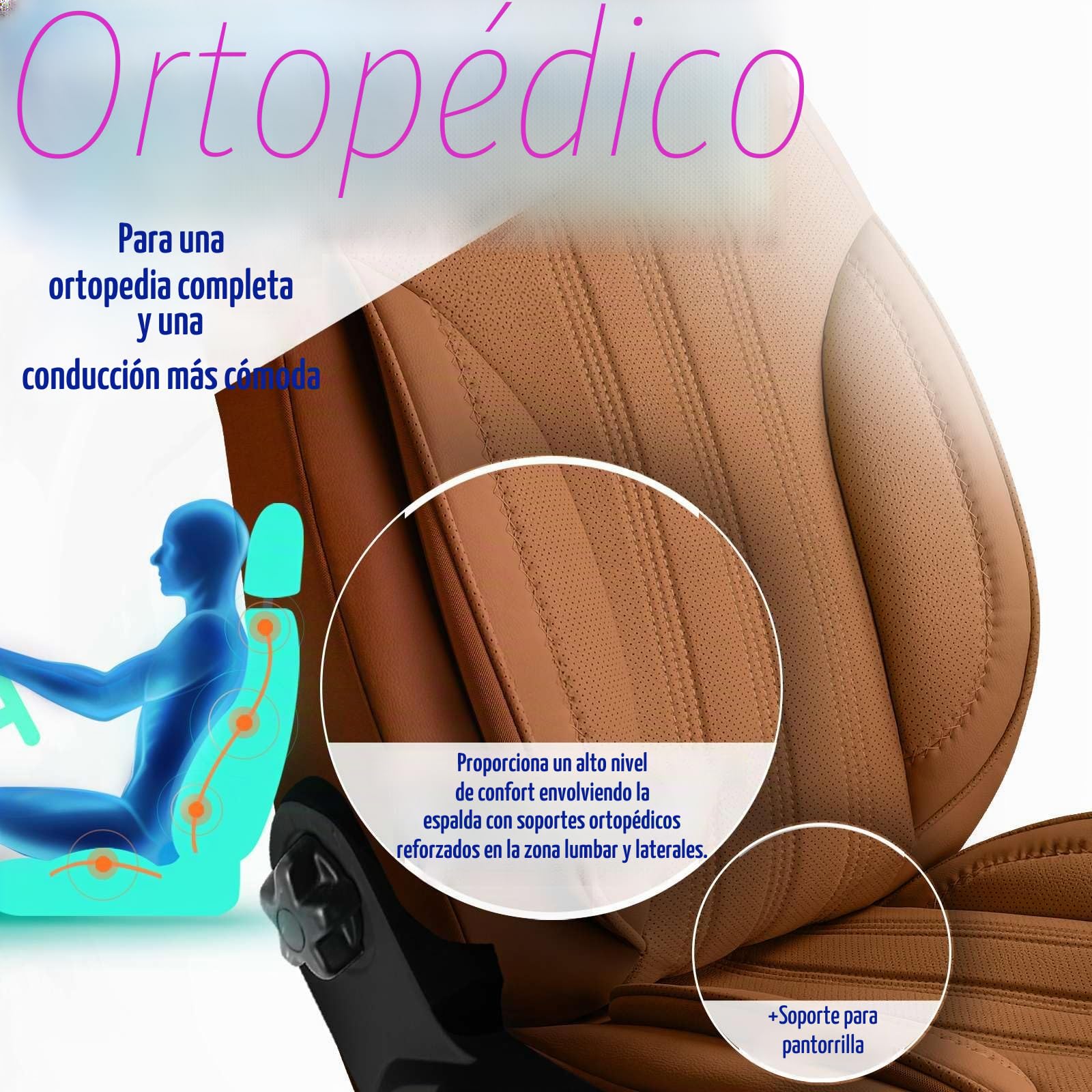 Fundas de asiento universales para coche y SUV – Funda de asiento delantera premium de cuero, terracota, compatible con bolsa de aire, funda protectora para coche, juego completo incl
