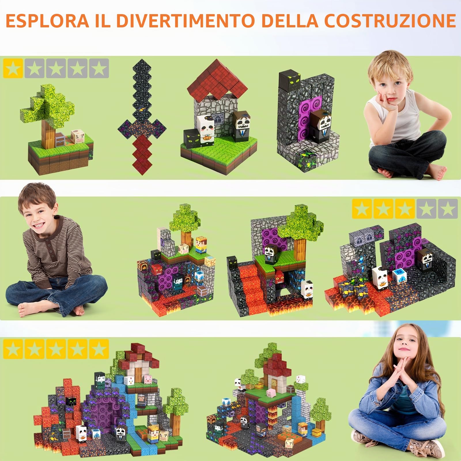 Vdealen 300 Costruzioni Magnetiche per Bambini, Giocattolo Educativo STEM & Sensoriale Montessori per Bambini a Partire da 4~12 Anni|Regalo di Natale o di Anniversario