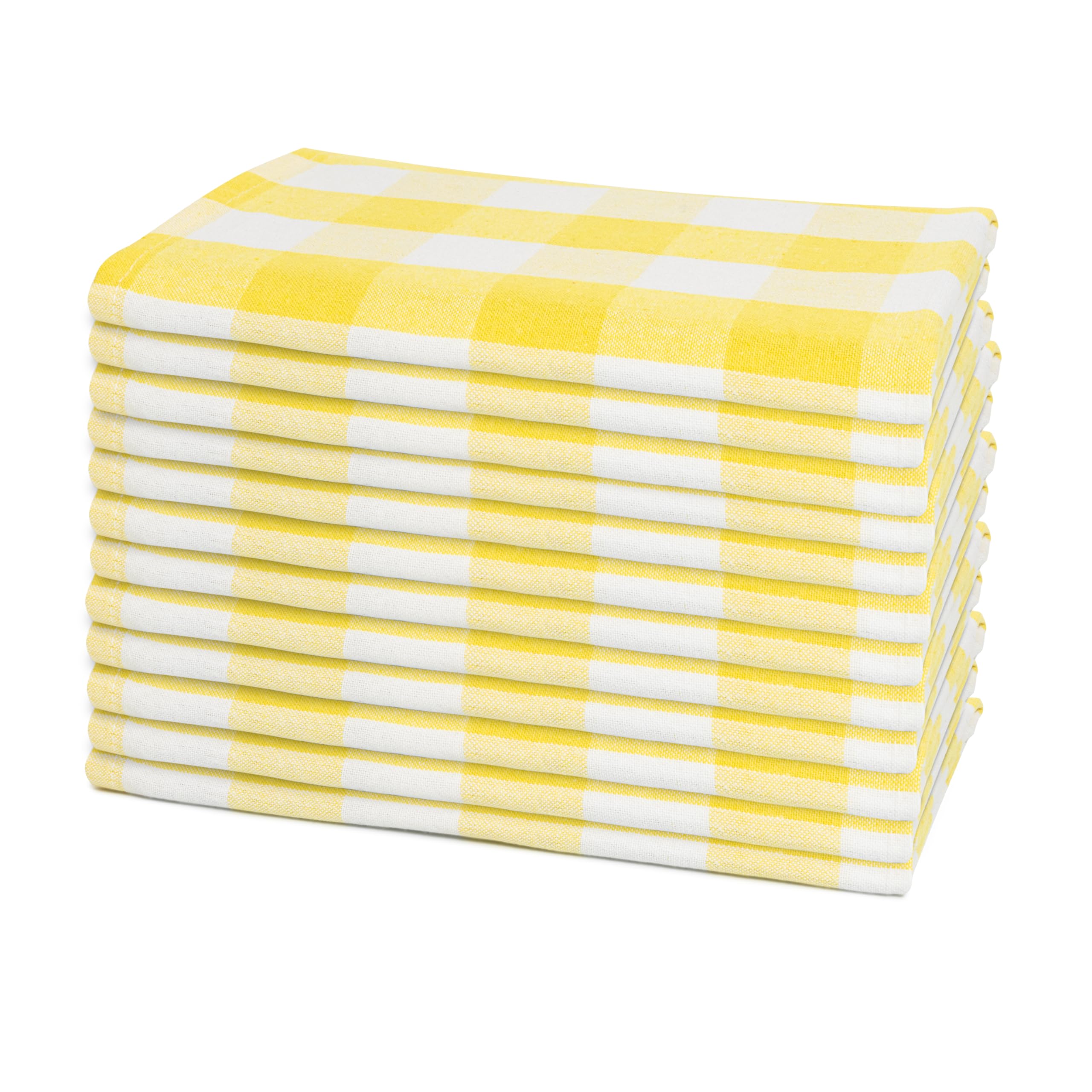 Yellow Cloth Napkins - Reusable Yellow Cotton Napkins - 100% Cotton, 12-Pack, 20"x20", Washable Checkered Plaid Table Napkins for Everyday Use and