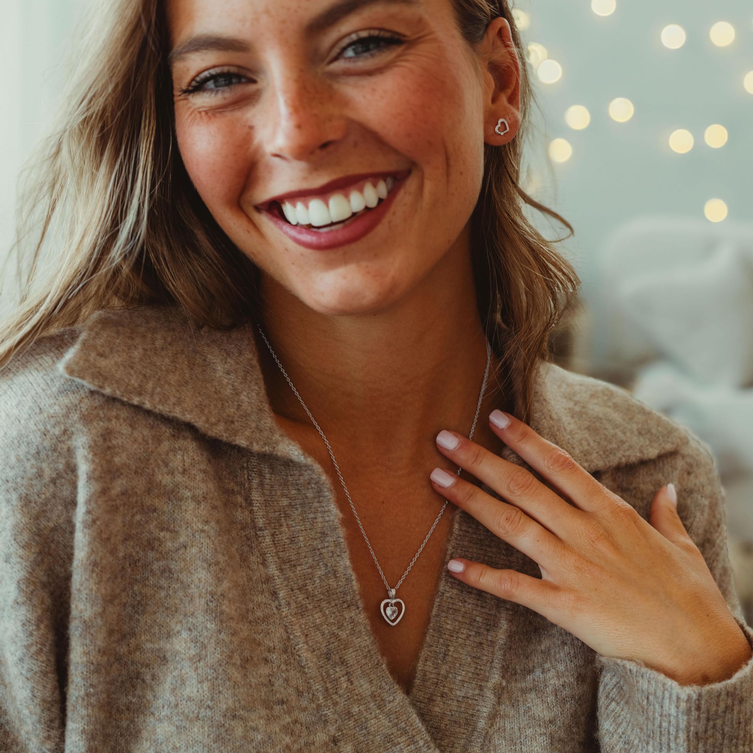 Amoonìc Herzkette Silber 925, Halskette Damen Kette mit Herzanhänger | Ich liebe Dich Anhänger mit Herz als Schmuck Geschenk für Frauen Sie Mama Freundin Ehefrau Liebesgeschenk