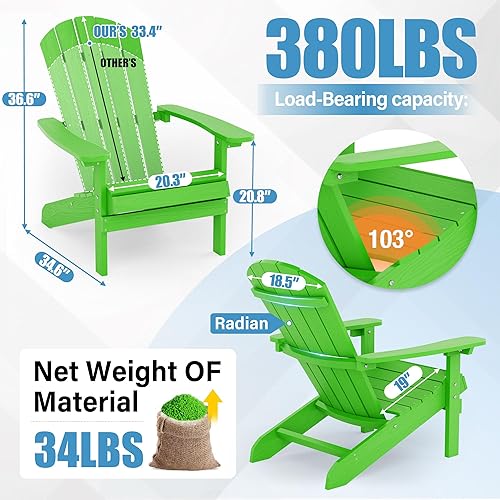 Miniatura 3 de YEFU Silla Adirondack de plástico resistente a la intemperie, sillas de patio de 5 escalones, fácil instalación, se ve exactamente como madera real,