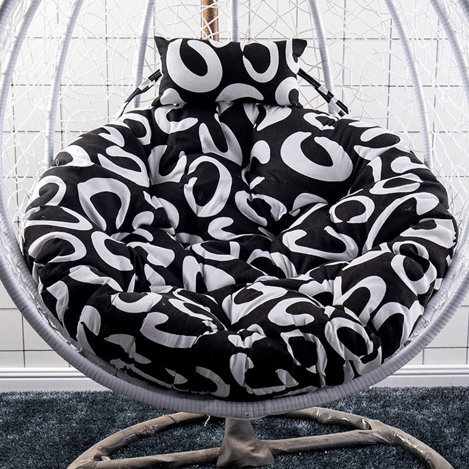 UGZXCVBN Egg Chair Cushion, Egg Chair Hanging Swing Cushion With Pillow Washable Floral Multicolor 105/120 cm(X,120cm)