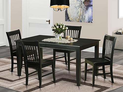 Miniatura 2 de East West Furniture DUNO5-BLK-W - Juego de mesa de comedor de 5 piezas, incluye una mesa rectangular de madera y 4 sillas de comedor de cocina, 36 x