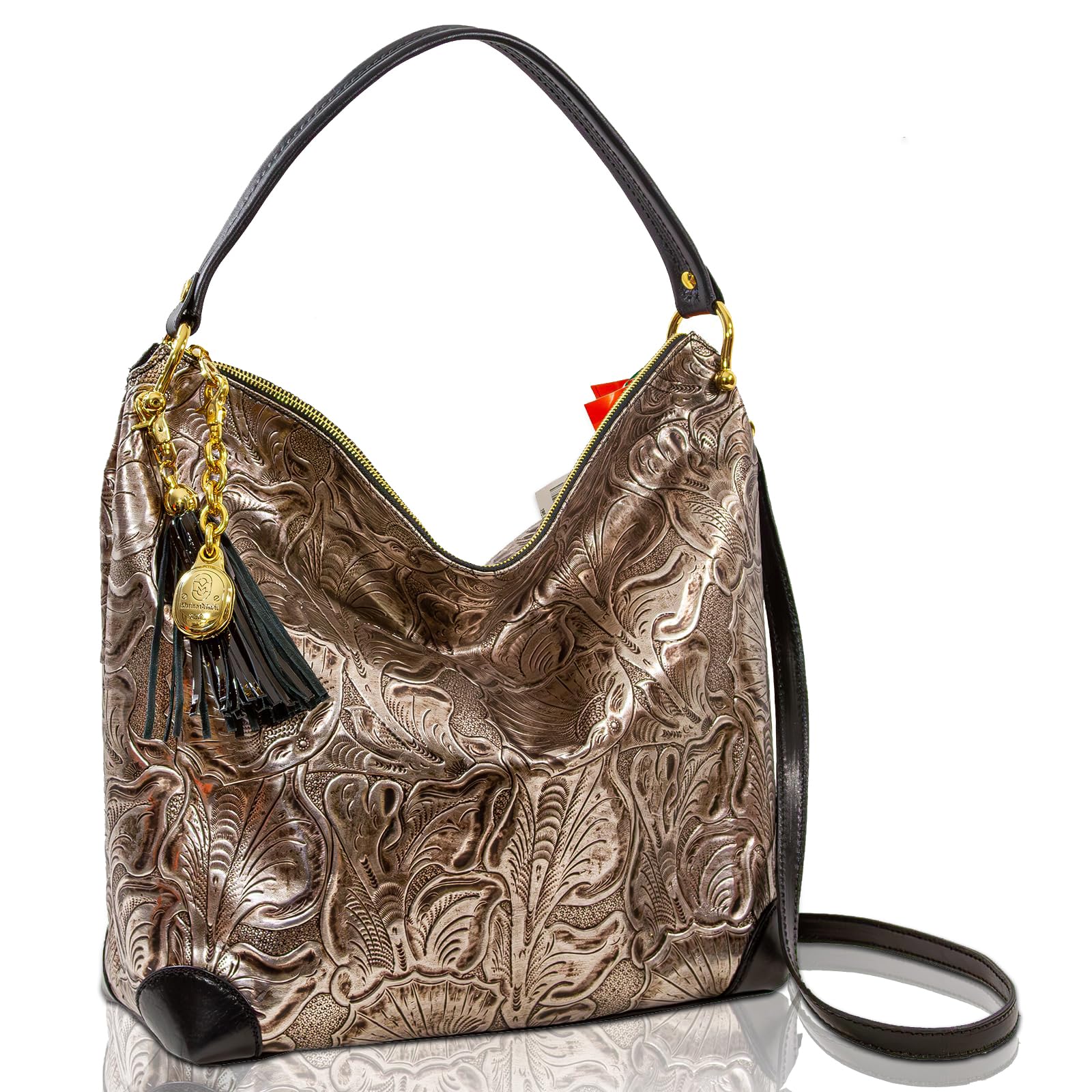 Leather Handbags Purses for Women Antique Bronze Hobo Purse Tote Oversized Bag Italian Designer Large Bag