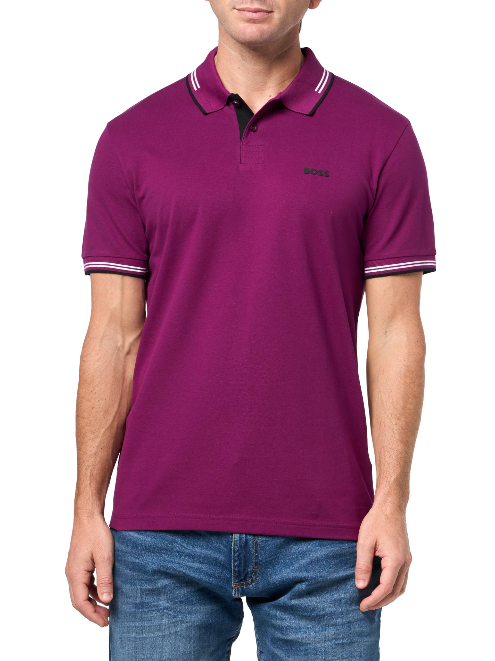 BOSS Men's Paul Modern Essential Polo Small Plum Caspia