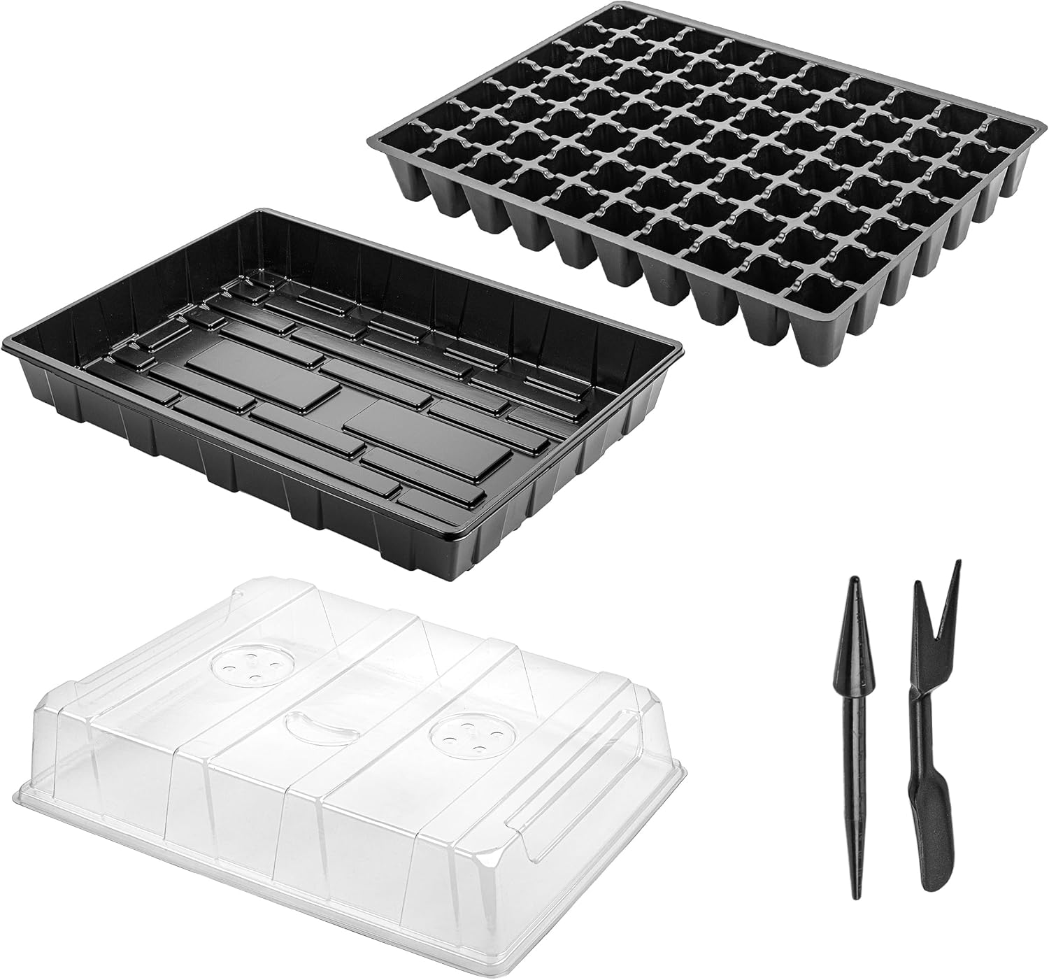 Mr. Pen- Seed Starter Tray Kit, 5 Pack, Black, Total 350-Cells, Seed Starter Kit with Humidity Domes
