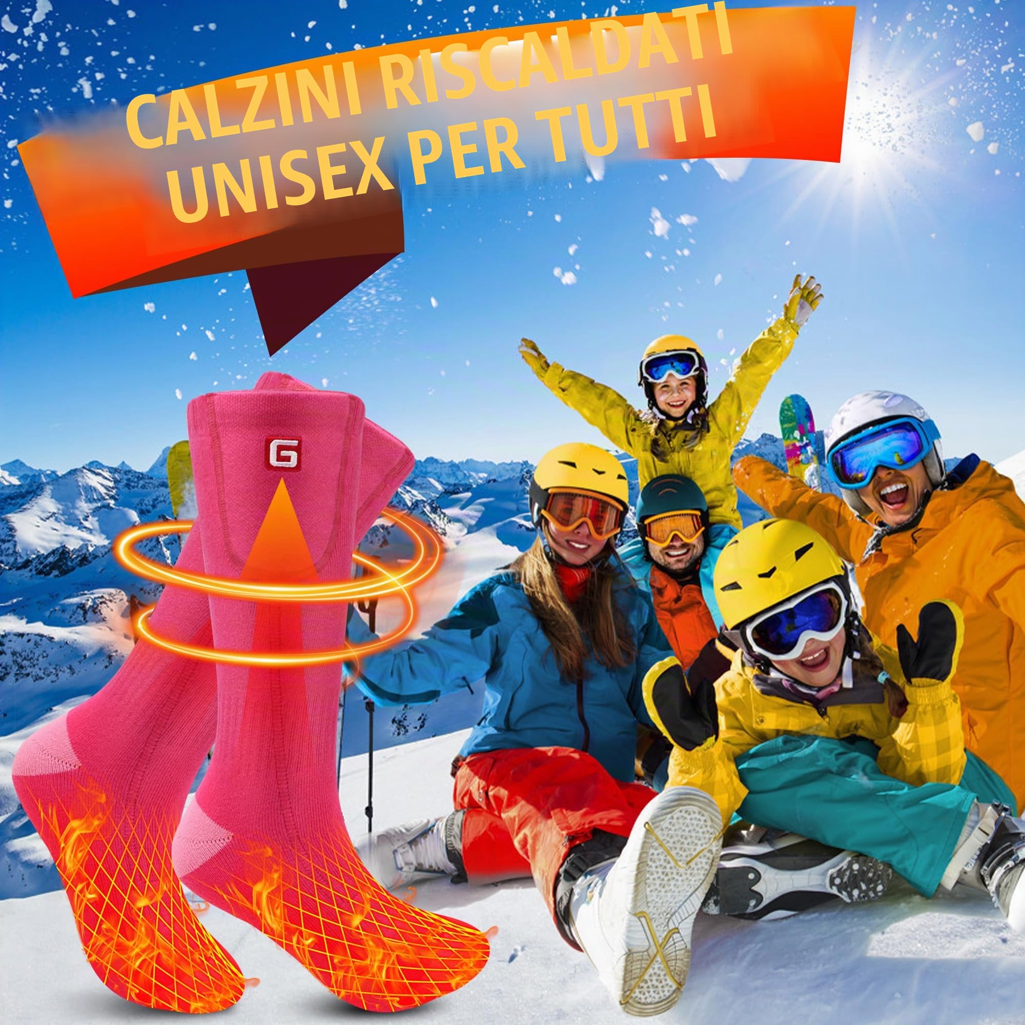 Svpro Calze riscaldate,Calze riscaldabili ricaricabili Uomini Donne Riscaldamento Batteria Calze Termiche Calde Calda Riscaldata per Sci All'aperto Inverno Campeggio Escursioni