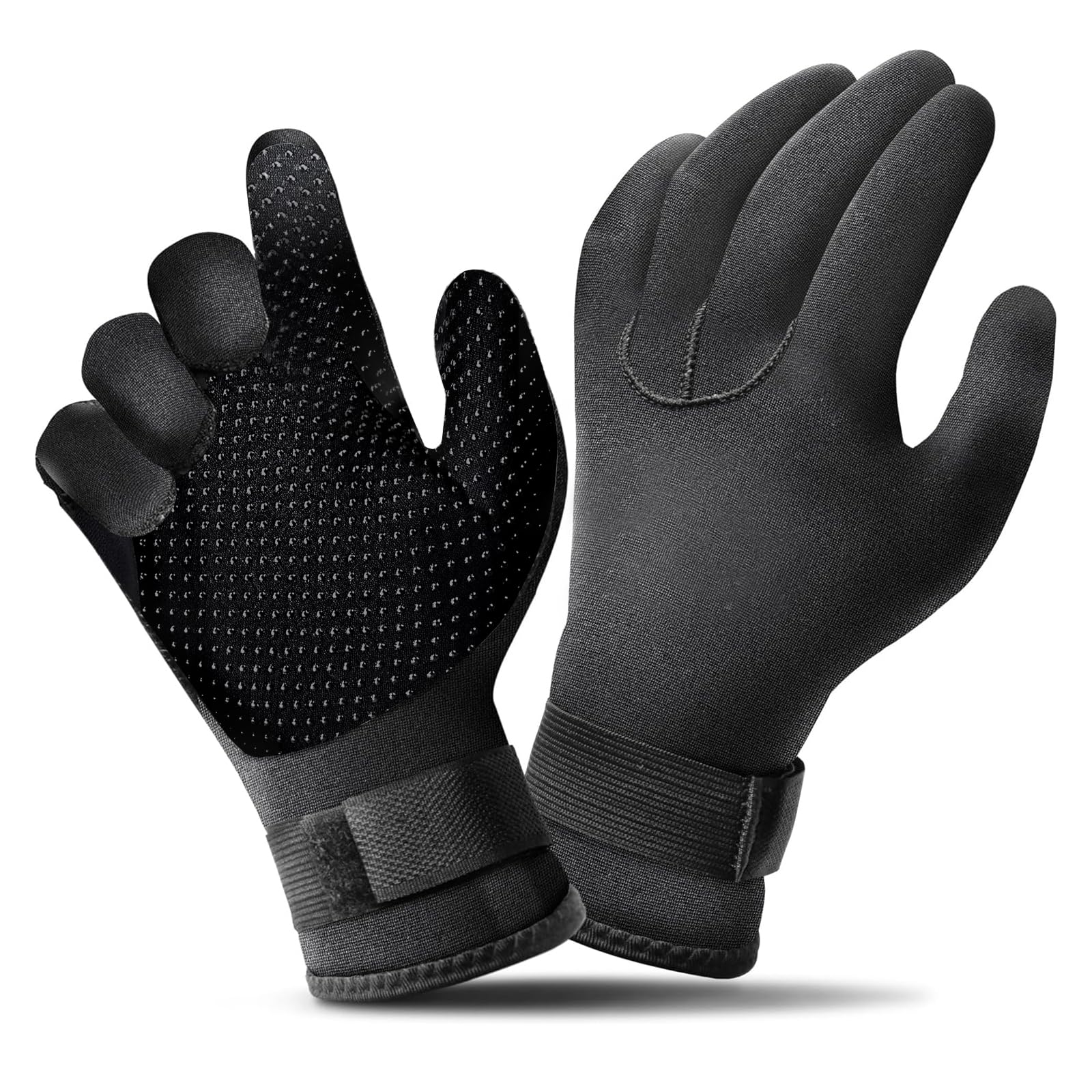 Guanti da nuoto in neoprene da 5 mm, guanti da muta da 5 mm con cinturino regolabile, guanti da immersione da 5 mm per donne e uomini per nuoto in acqua fredda