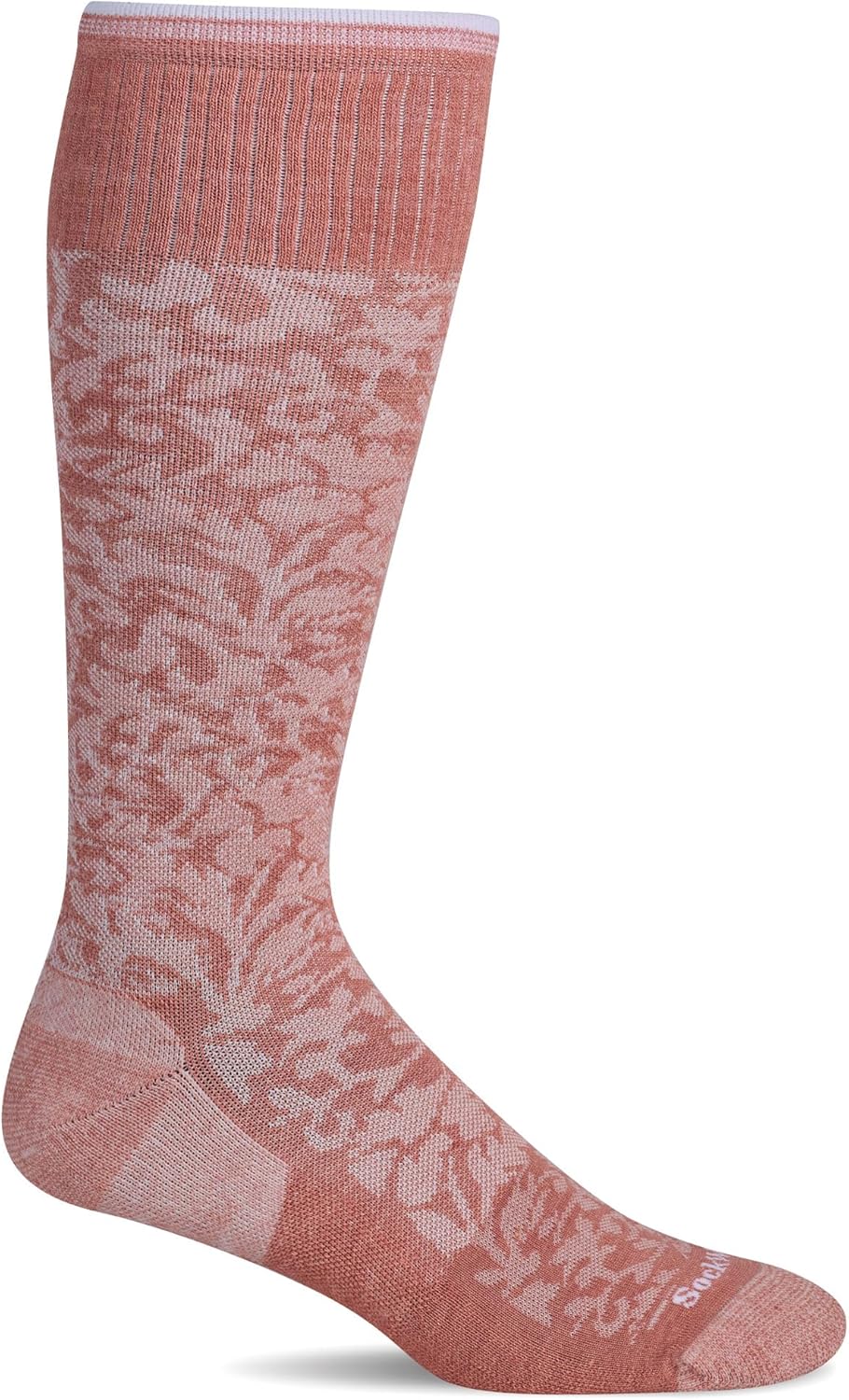 Sockwell Women's Damask Moderate Graduated Compression Sock, Pink Clay - S/M