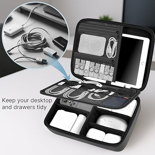 Miniatura 6 de Funda organizadora de electrónica para MacBook con adaptador de corriente para cables de carga de doble capa para mouse, bancos de energía, iPad,