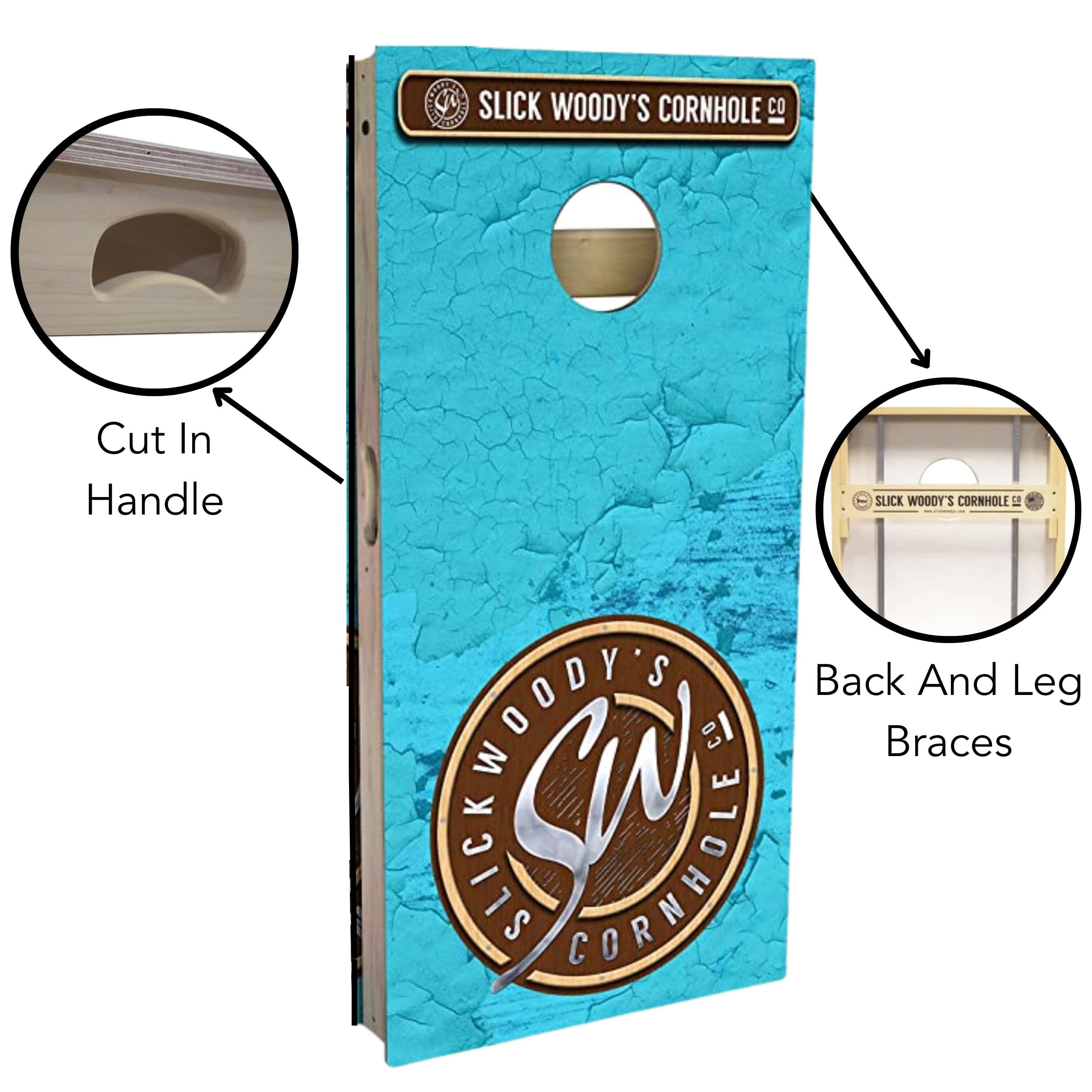 Slick Woody's Professional-Grade Cornhole Boards - 4'x2' Solid Wood Regulation Beach Corn Hole Toss Game with 8 Resin Filled Bags