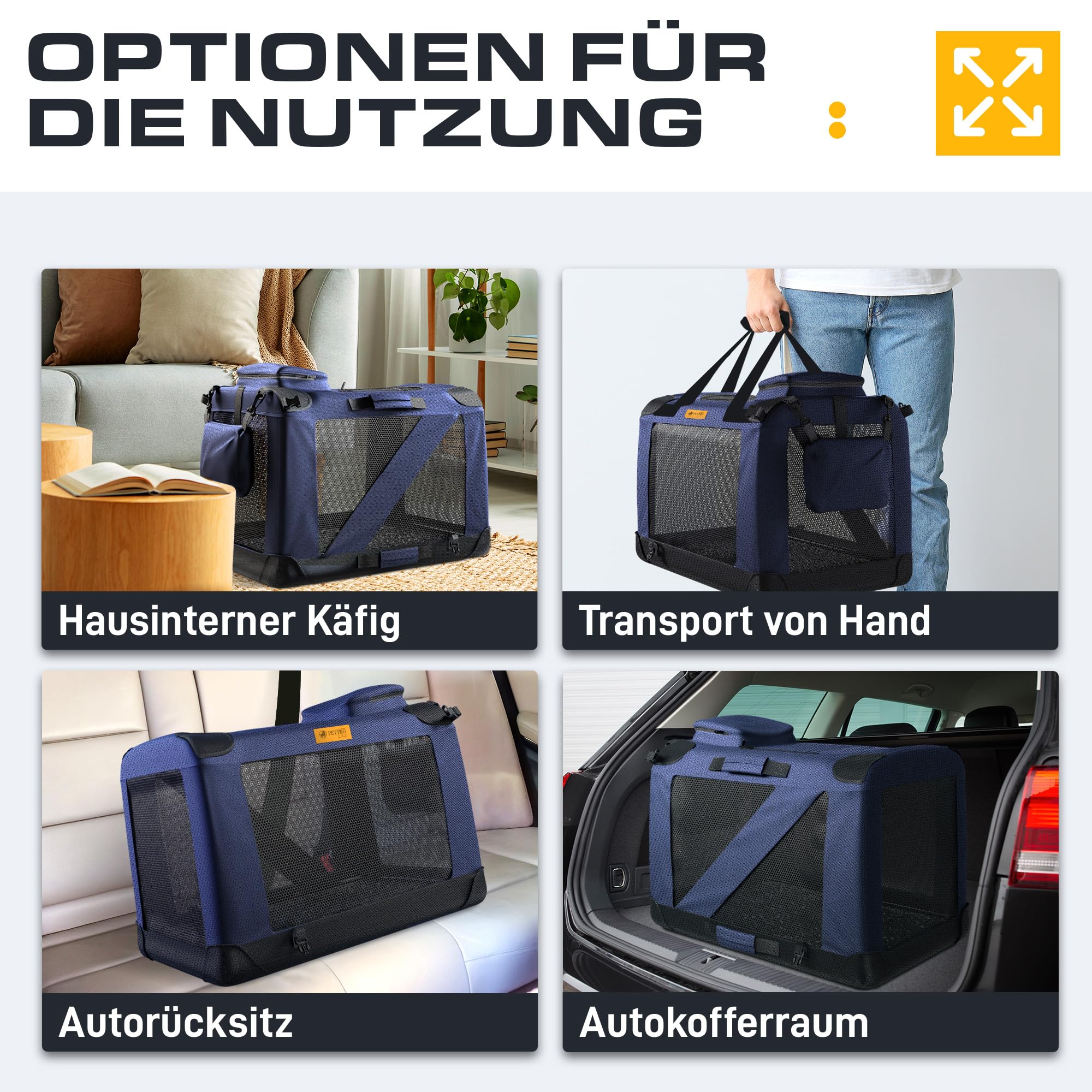 PetProved Dog Travel Crate Dog Carrier Pet Carriers for Dogs Large Dog Car Crate Carrier Collapsible Dog Crate Foldable Crates for Cars Travel Carriers