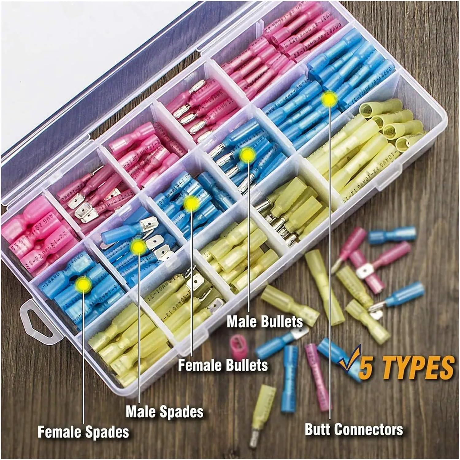 600PCS Assortment Ring Lugs Welded Heat Shrink Crimp Terminal Electrical Wire Connector Kit VUQLDHAYZ