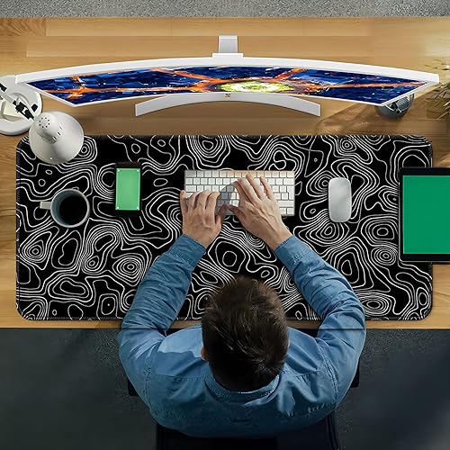 Vista 118 de Alfombrilla de escritorio, alfombrilla grande para mouse de 35 x 15.6 pulgadas, XXL extendida para juegos, con base antideslizante, alfombrilla
