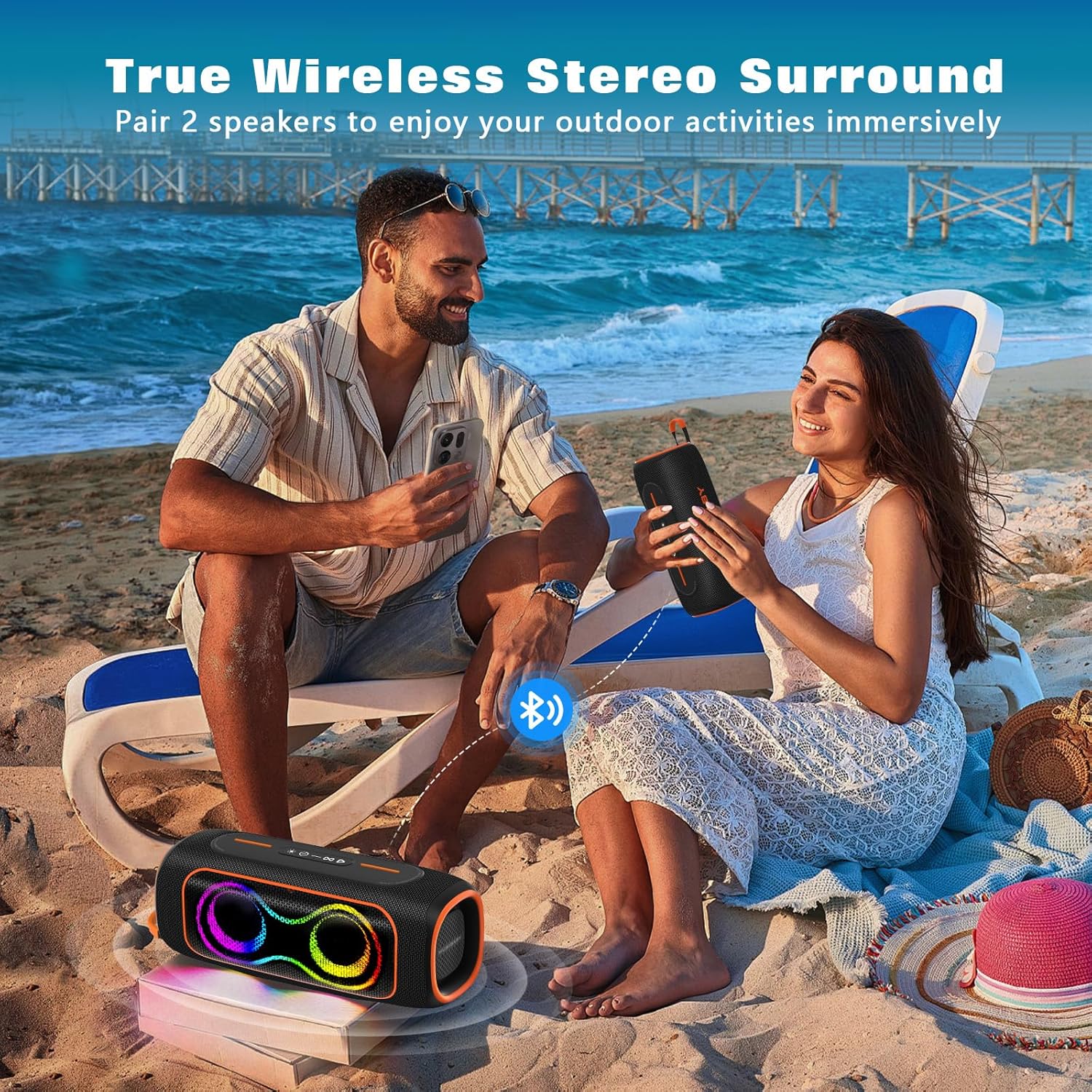 MusiBaby Portable Bluetooth Speakers with Lights, 80W Loud Outdoor Wireless Speaker with Stereo Sound, IPX5 Waterproof, 24H Playtime, BT 5.3, FM, for Home/Travel/Praty Valentines Gifts (Black) 7 81ucepy6VjL. AC SL1500