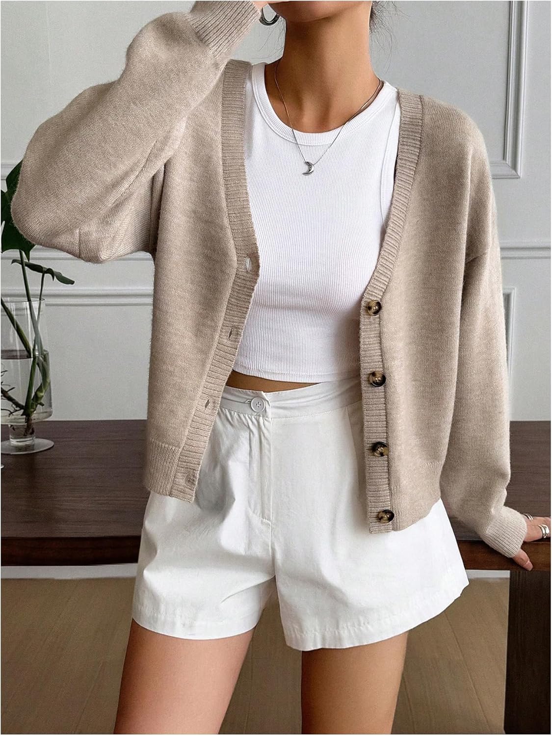 SweatyRocks Women's Button Down V Neck Cardigans Long Sleeve Knitted Sweater Jacket Outwear - Image 6