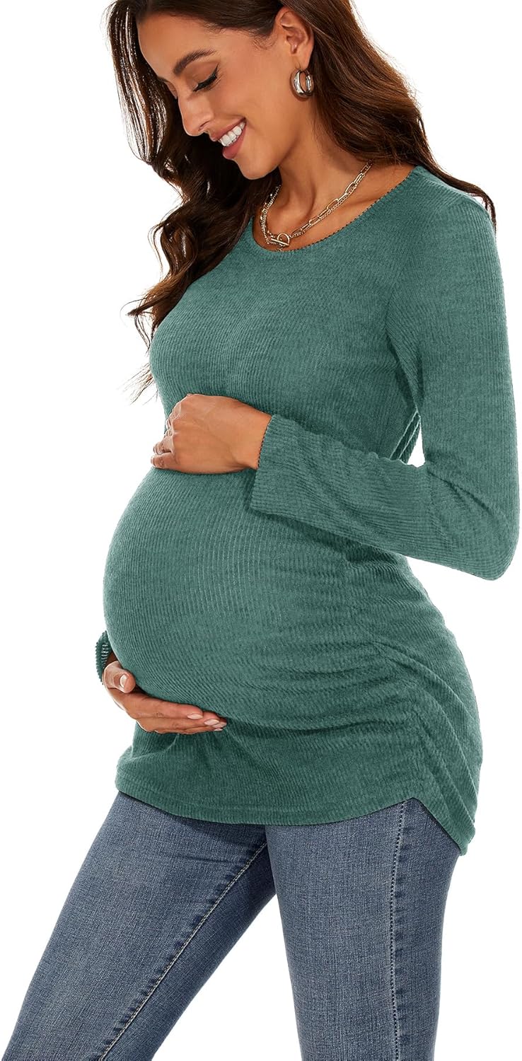 Smallshow Women's Maternity Sweater Shirt Long Sleeve Pregnancy Top Clothes - Image 5