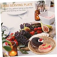 Vista 2 de Bandeja de mimbre para servir de ratán, cesta de pan tejida de mimbre, plato de mimbre para aperitivos de galletas, cenas, mesas de café, desayuno