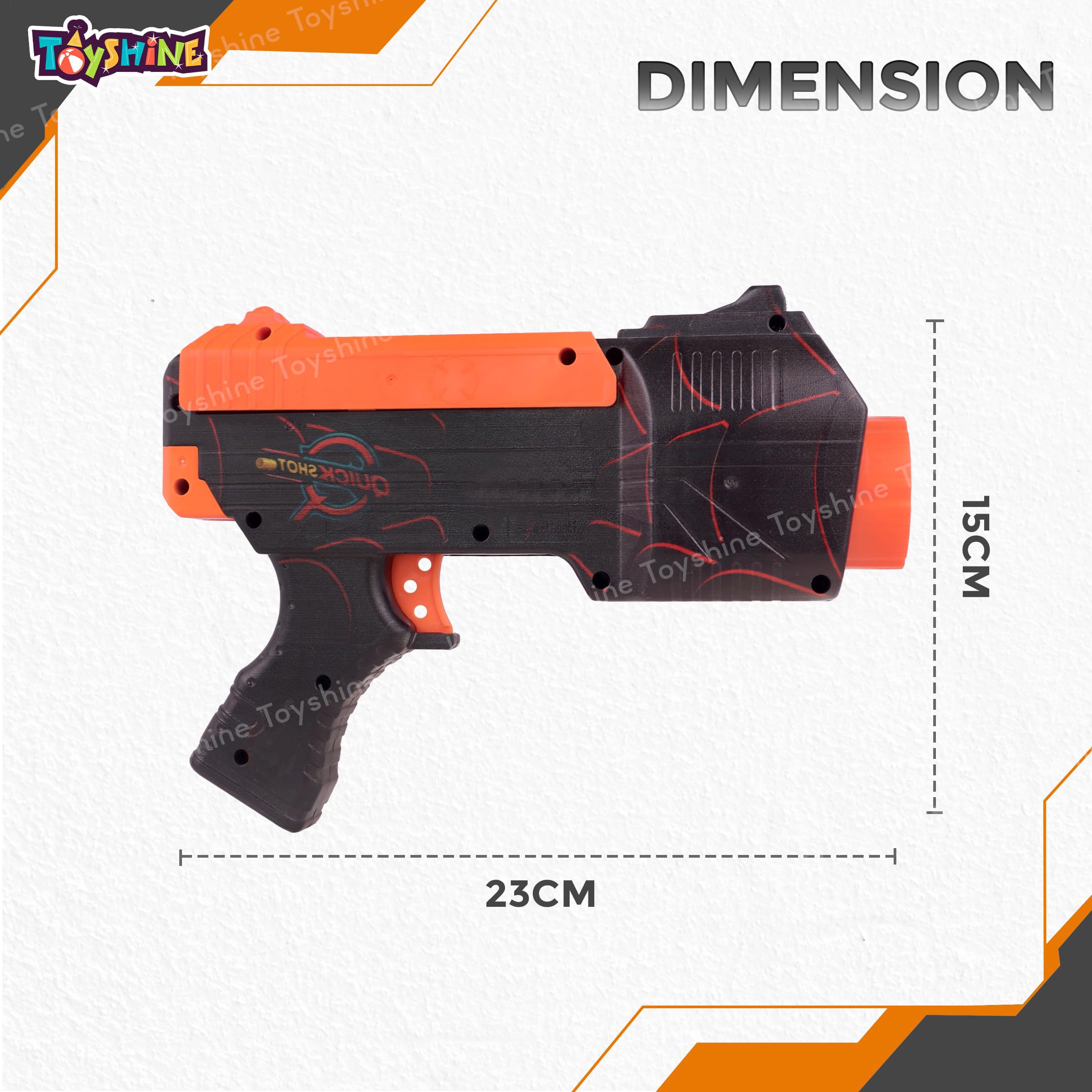 Toyshine Quick Shot Long Range Upto 70FT Easy to Shoot SPI Design Foam Bullet Blaster Gun Toy with 6 Pc Soft Bullets Shooting Fun Outdoor Toy for Little Kids 6+ 3
