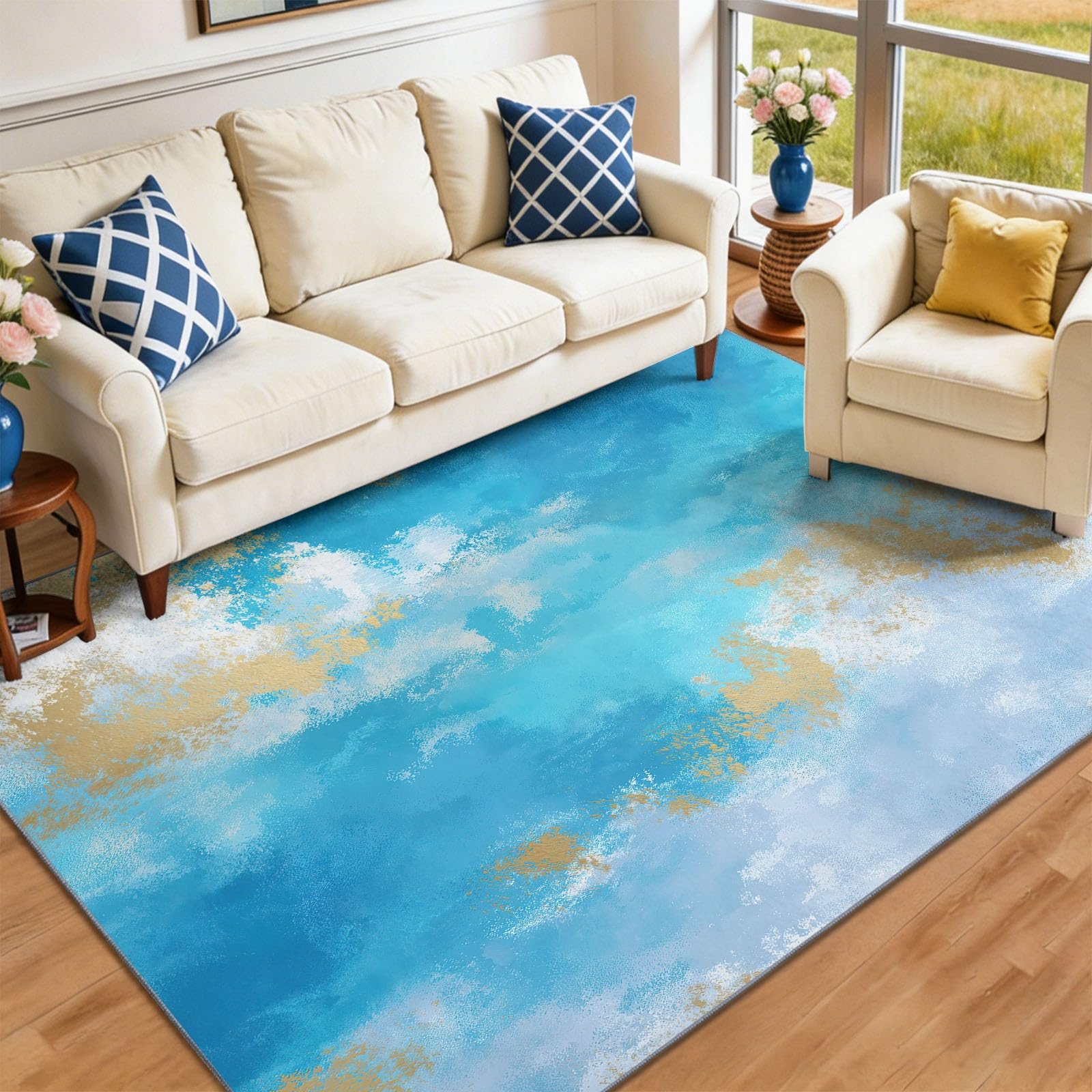 Vintage Polyester Wohnzimmer Teppich 120 x 180 cm