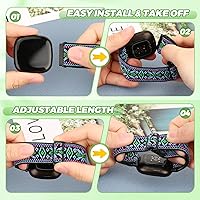 Vista 5 de Vodtian 4 Pack Elastic Bands Compatible for Fitbit Versa 4/3 / Sense 2, Adjustable Nylon Stretchy Replacement Sport Loop Straps for Women Men