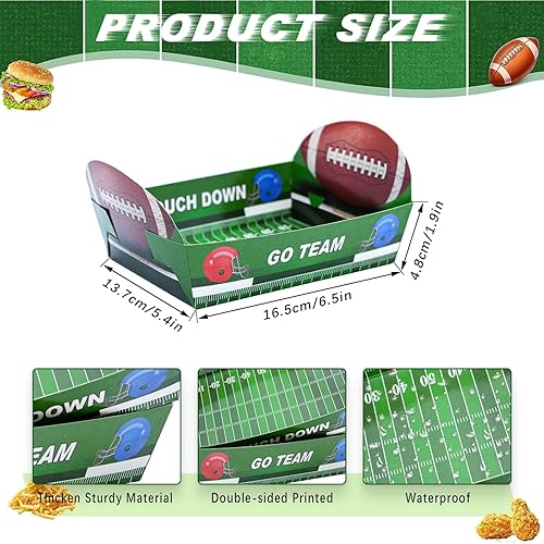 Miniatura 2 de Paquete de 36 bandejas de papel desechables para fiestas de fútbol, bandejas de comida desechables de 5 libras, bandejas de palomitas de maíz para