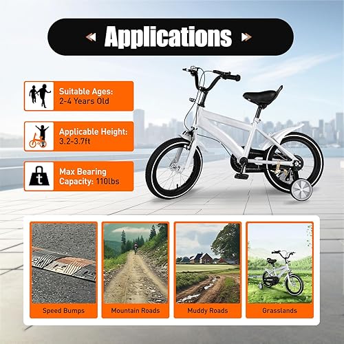 Miniatura 3 de JAYEUW Bicicletas para niños de 14 pulgadas para niños y niñas de 3 a 6 años, bicicleta para niños pequeños y niños con ruedas de entrenamiento,