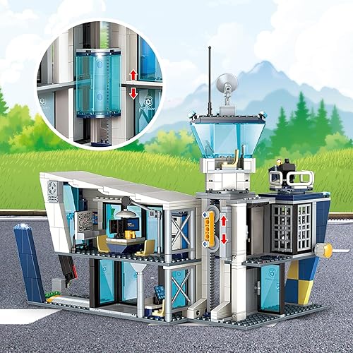 Miniatura 5 de Juego de construcción STEM de estación de policía de la ciudad, compatible con militares, kit de construcción para niños, 887 piezas, el mejor