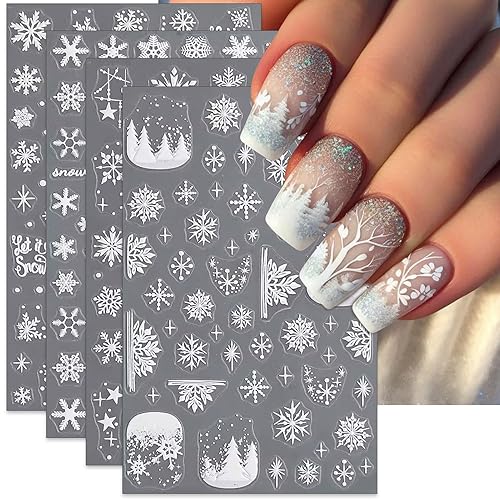 Large Snowflake Nail Stickers, Christmas Snow Cover Self-Adhesive Nail Art
