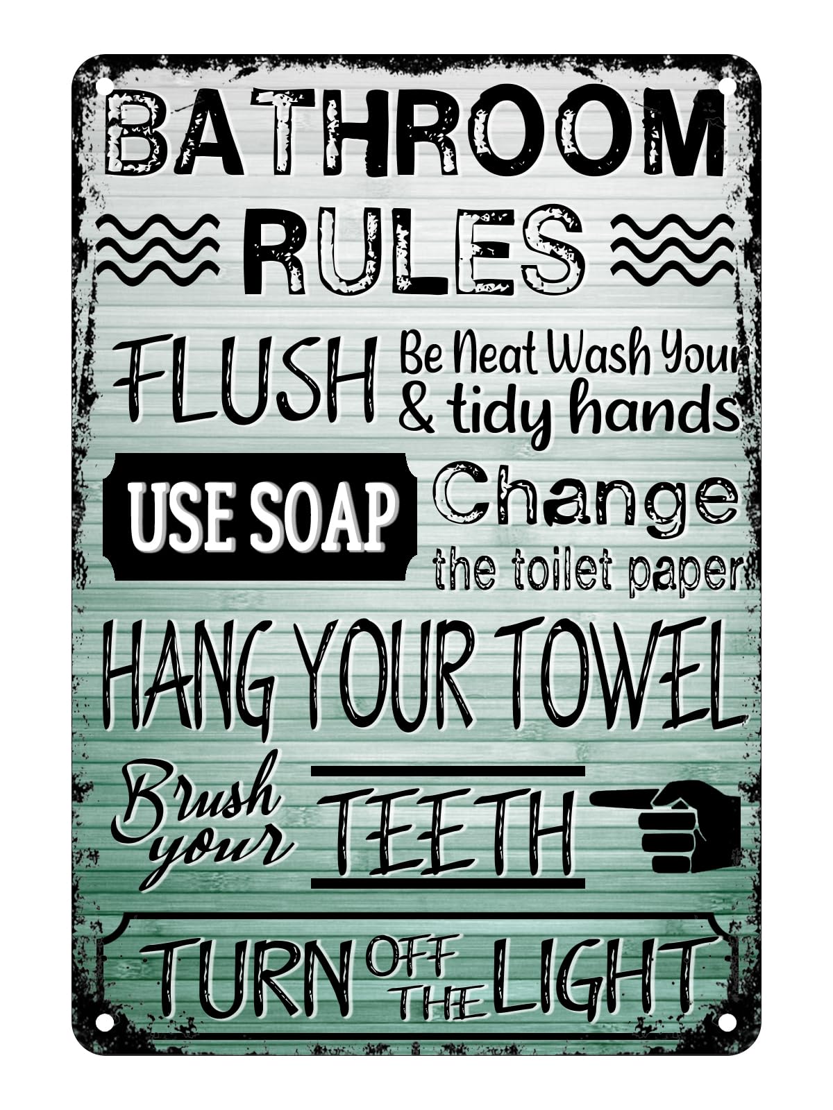 Vintage Metal Sign Bathroom Rules Tin Sign for Farmhouse Bathroom Quote Sign Washroom Home Toilet Restroom Decor Sign Unique Home Decorations Aluminum Metal Sign 8X12 Inches