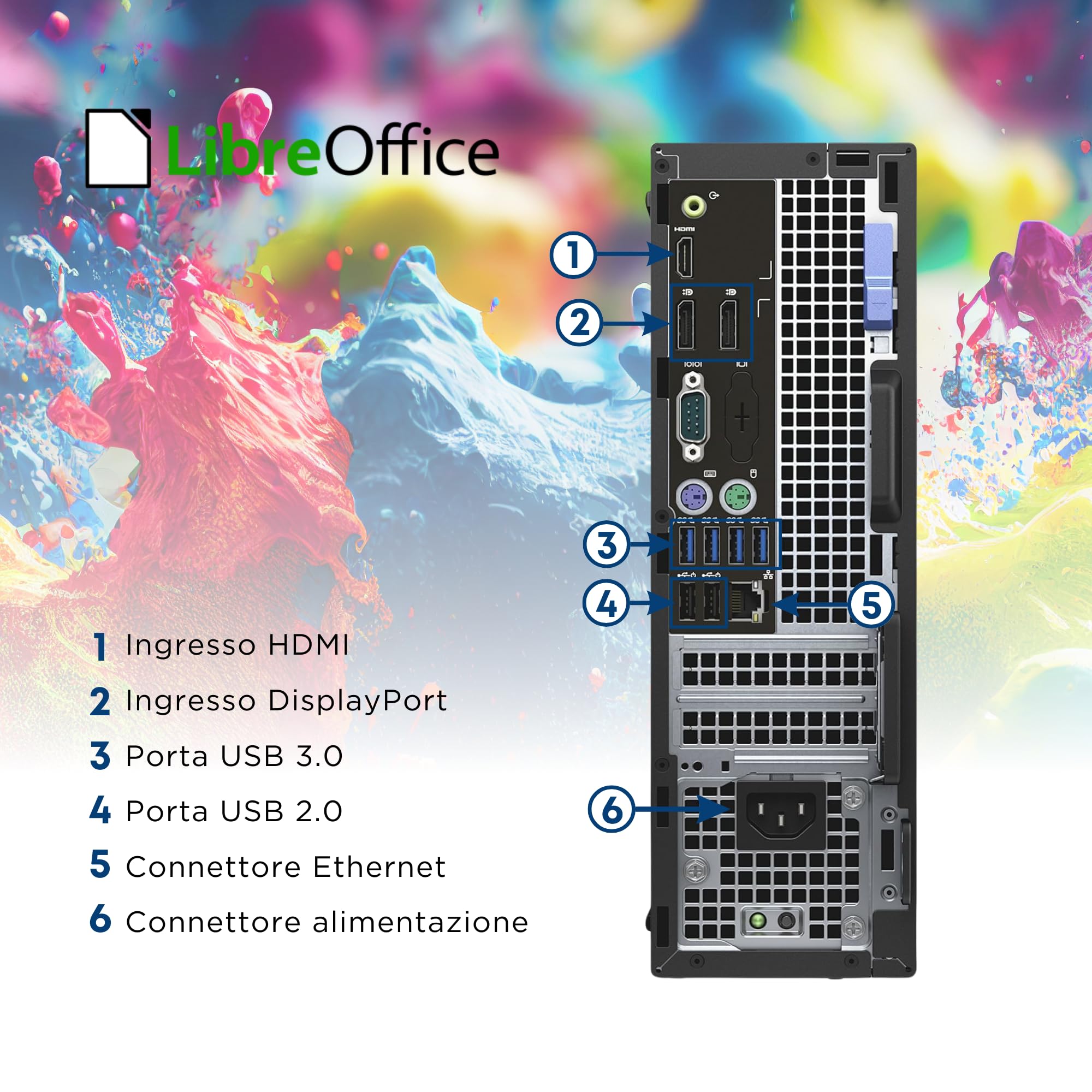 Dell Optiplex 7050 - Computer Fisso Intel Core i5-7500 - Ram 16Gb, SSD 512Gb - WiFi Usb, Hdmi + DisplayPort, Windows 11 Pro + Libre Office (Ricondizionato)