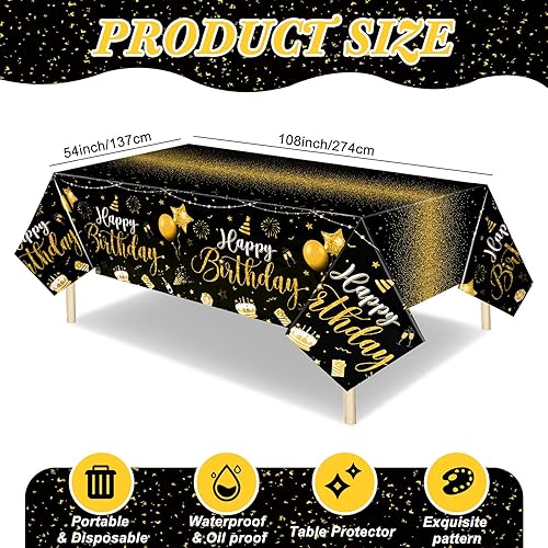 Miniatura 3 de Tudomro 3 piezas de manteles de feliz cumpleaños, manteles de plástico para decoración de fiesta de cumpleaños, paños rectangulares para baby