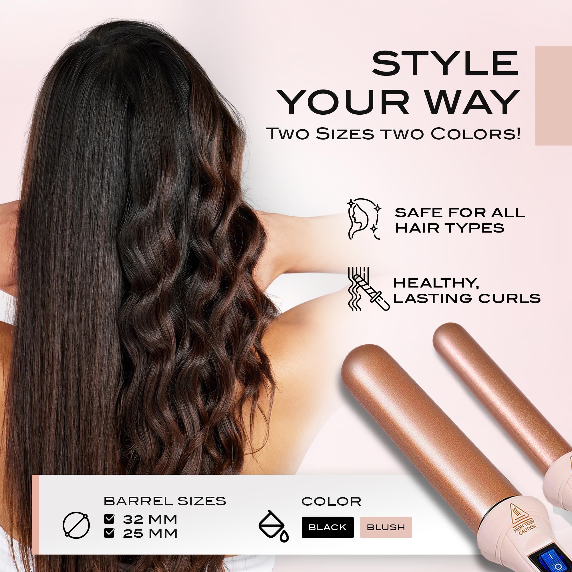 NuMe the Technique 32 MM Wand Nume Classic 32mm Black Tourmaline Ceramic Curling Wand Iron  main image 4
