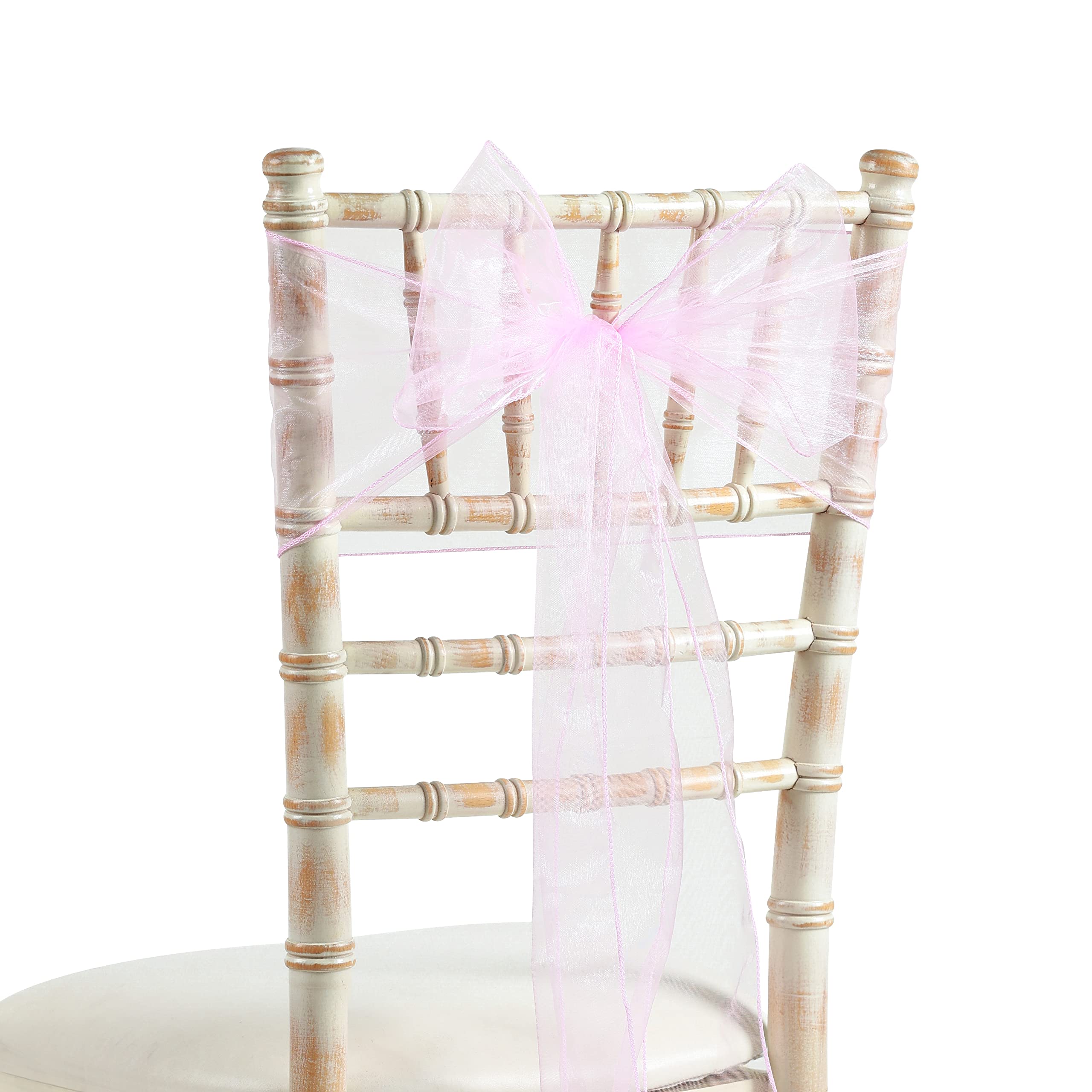 20x275cm Organza Sash Wider Sash Fuller Bows Chair Cover Bows Sash for Wedding Party Birthday Decoration (100, Pale Pink)
