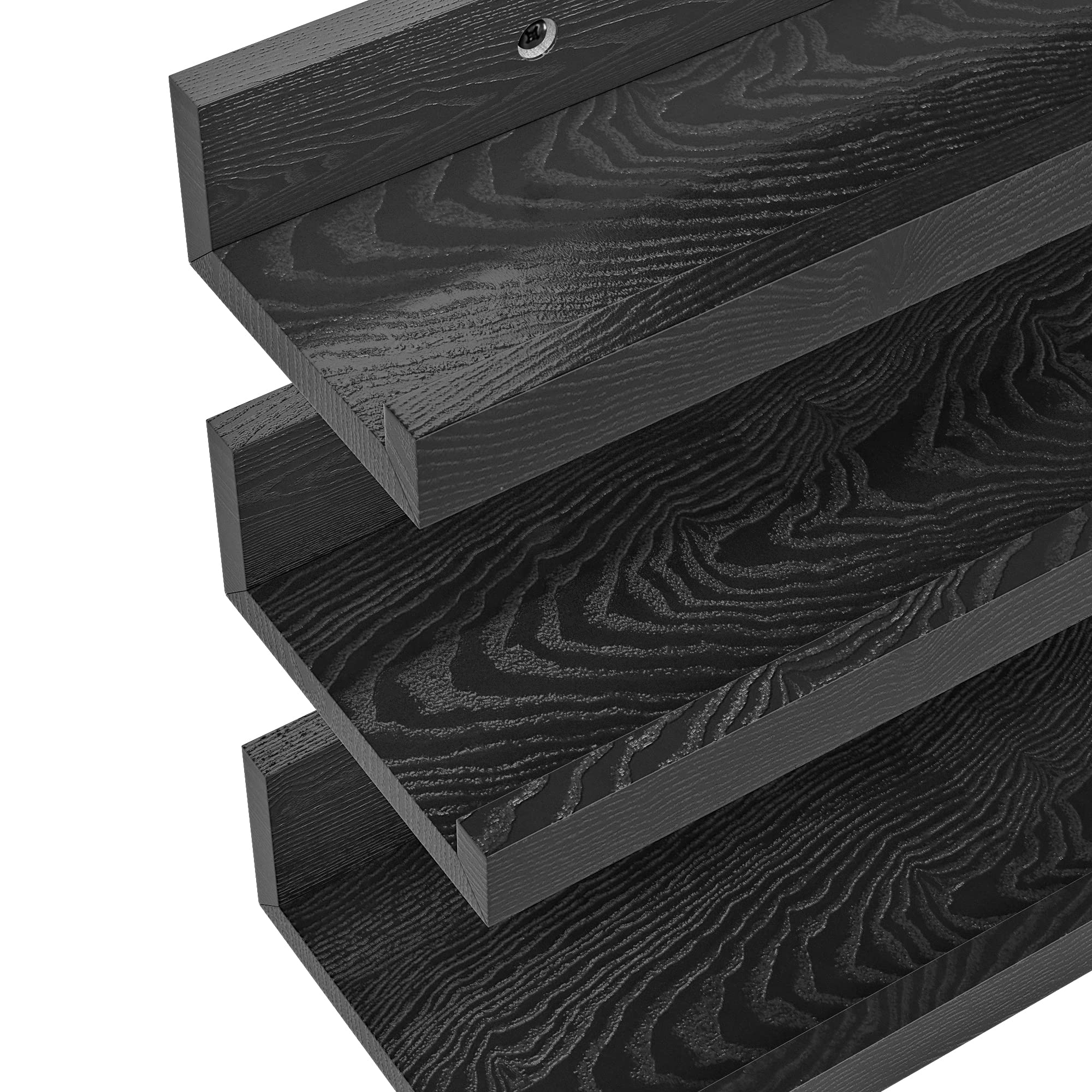 Buy 16 inch Black Floating Shelves Set of 3 Wall ed Photo Ledge