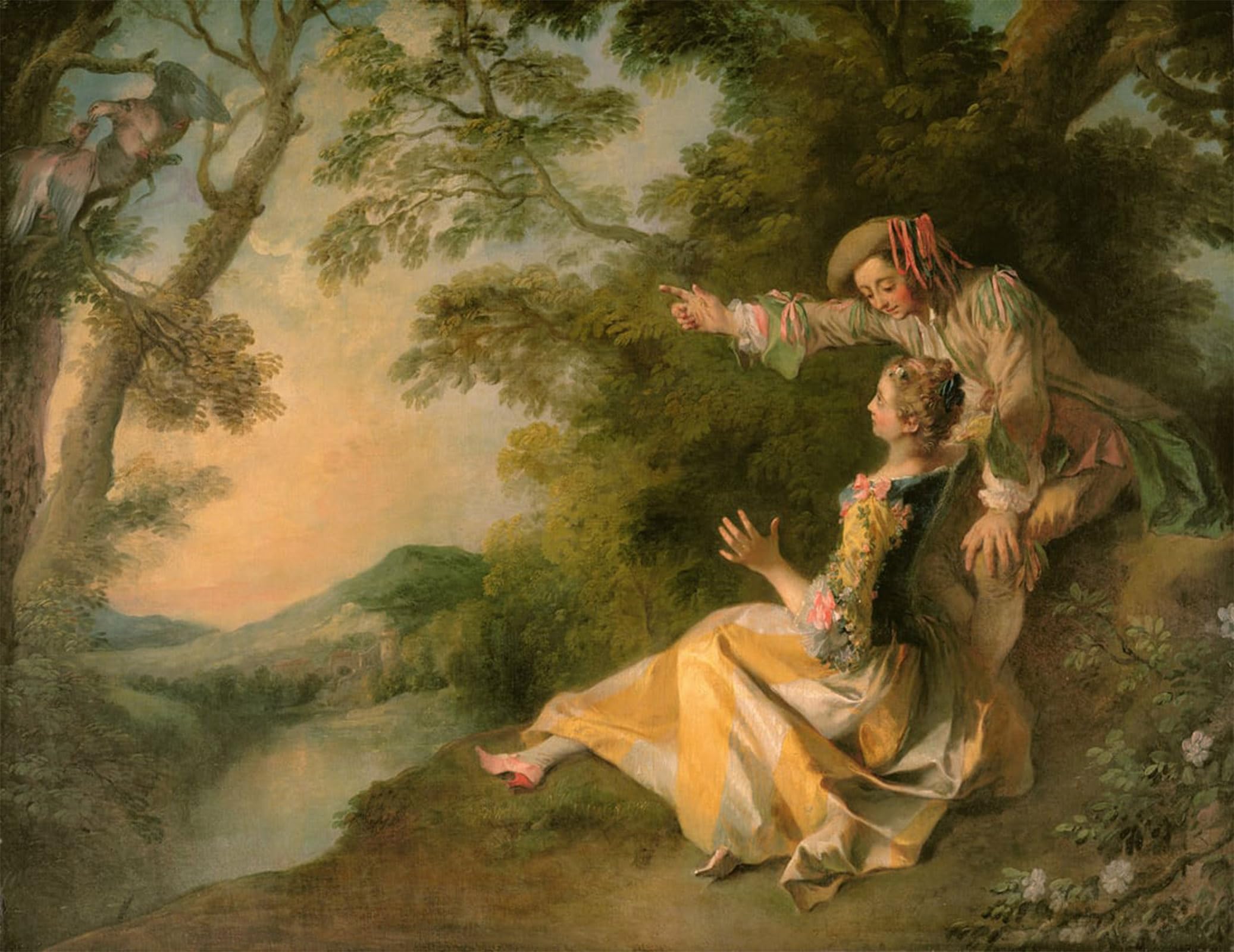 Cuadro pintado Nicolas Lancret Amantes para salones elegantes 5