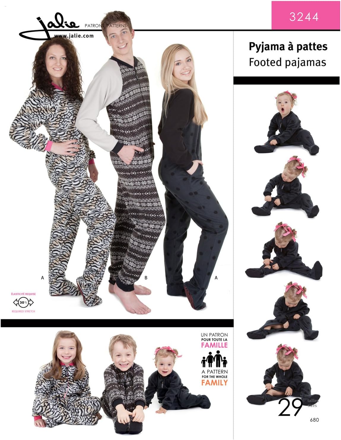 0310324 Jalie Footed Pajamas Pattern, Each