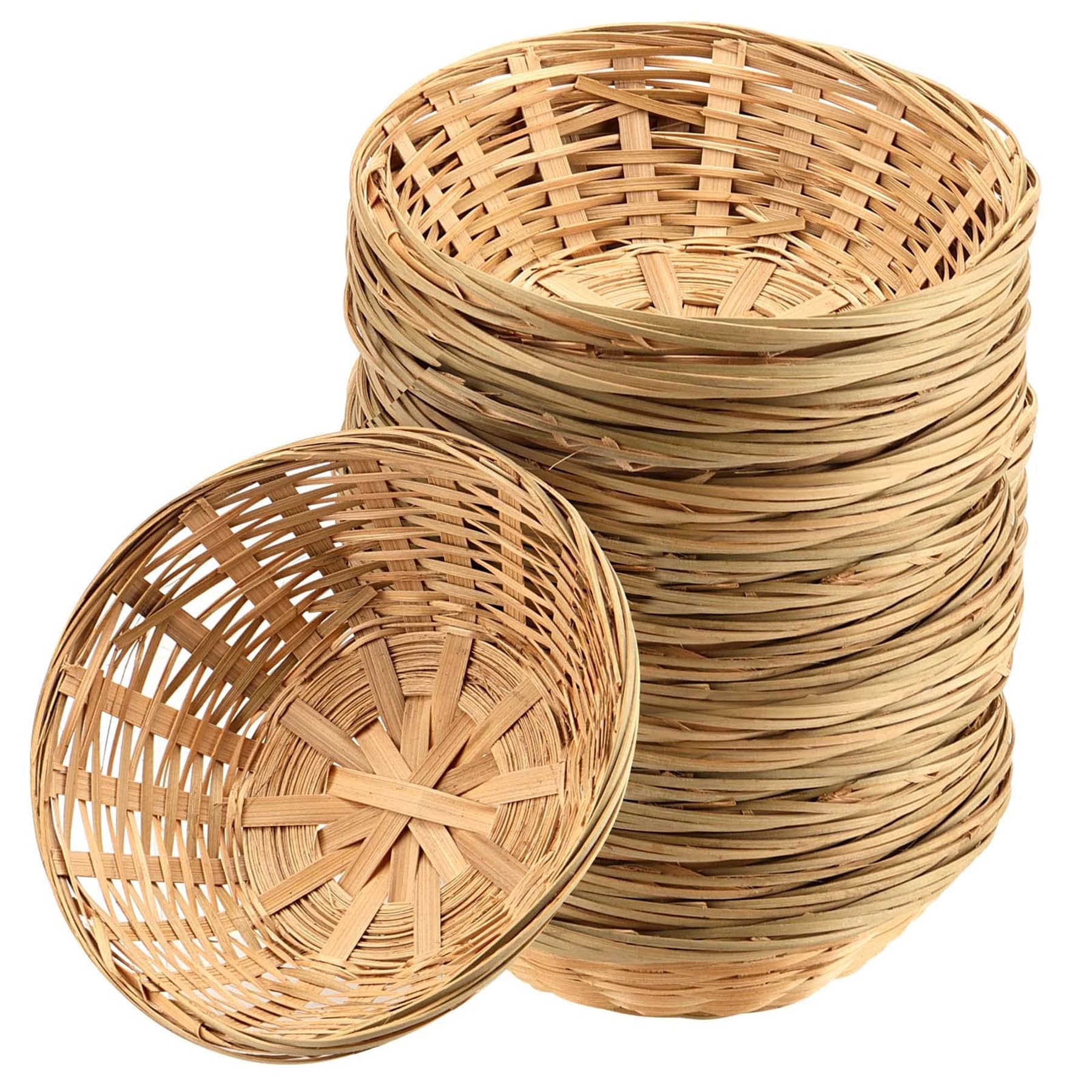 Set di 12 cestini per pane in bambù, cestino rotondo in vimini di bambù naturale per conservare pane, frutta e snack