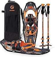 G2GO2GETHER Lightweight Snowshoes 21/25/30/36" - Ratchet Bindings, Toe Box, Heel Lift, Trekking Poles, 6 Colors