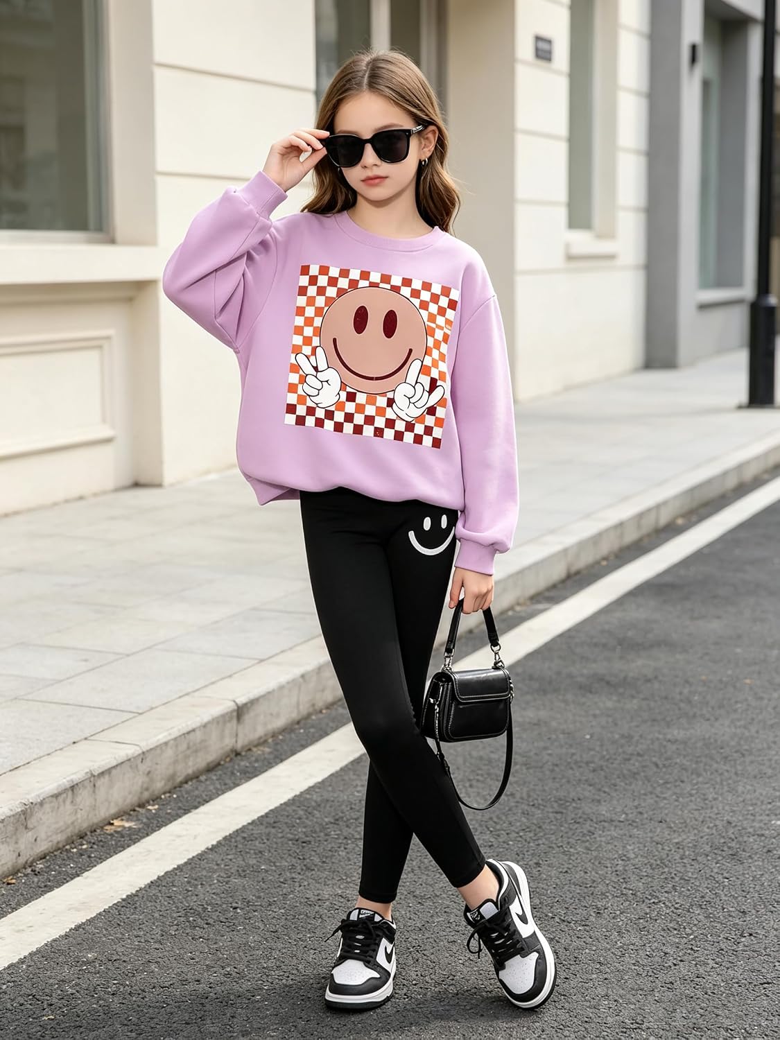 Tween Girl Clothes Cartoon Sweatshirt Elastic Waist Sweatpants 2PCs Girls' Fall Clothing Sets