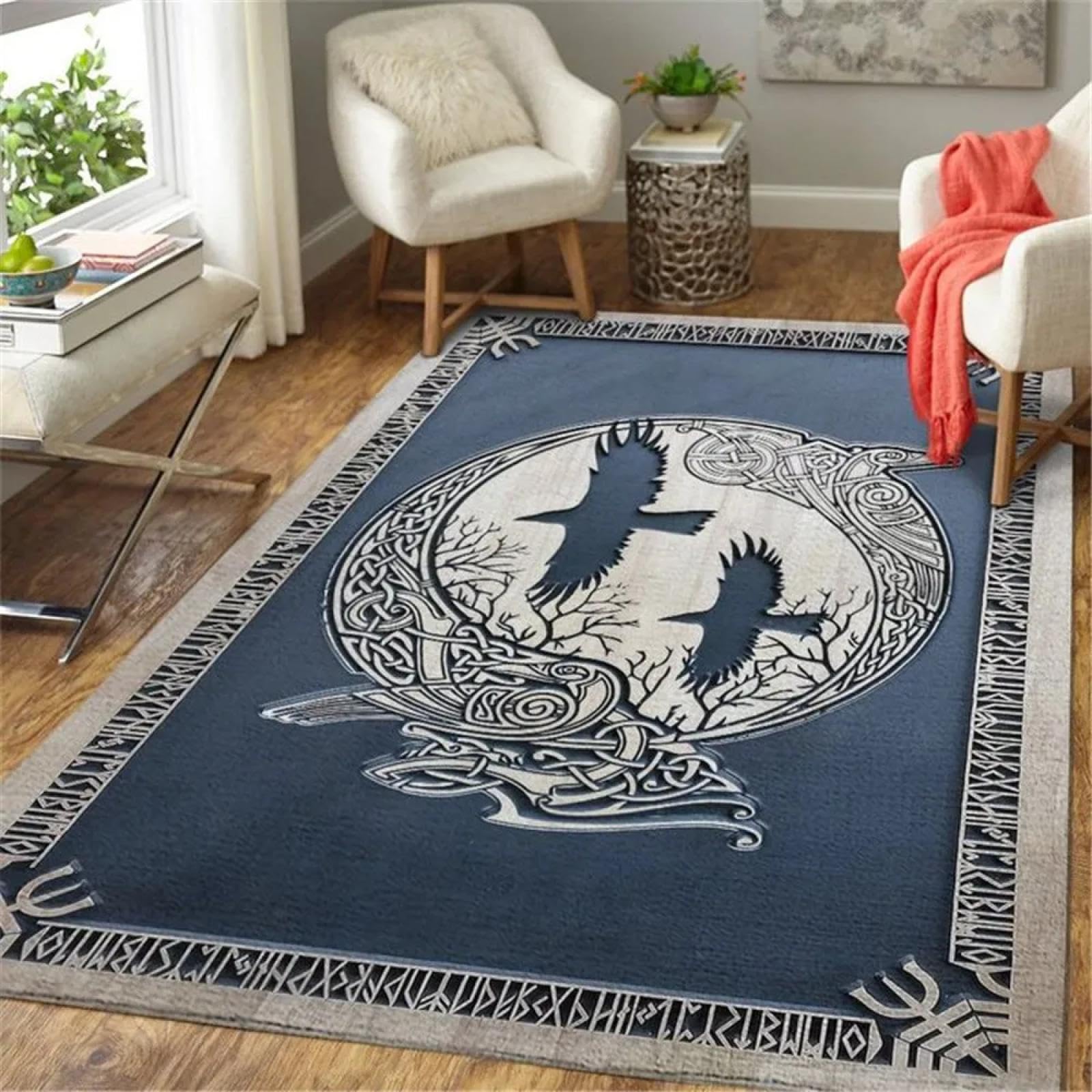 Tapis motif oiseau volant viking 3D pour créer un cocon chaleureux chez vous