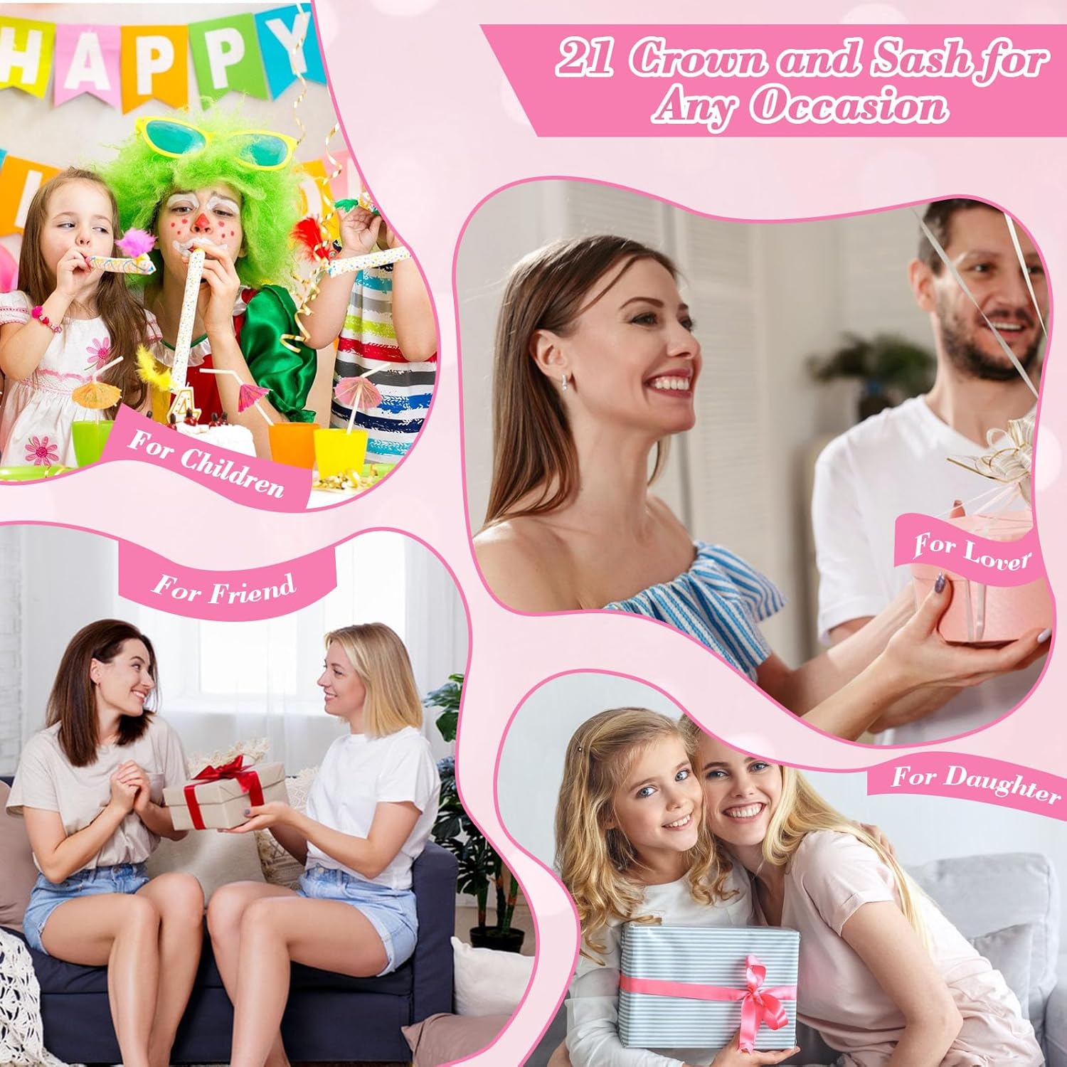 CAVETEE Birthday Headband for women, 21st Birthday Decorations Finally 21 Sash and Crown for 21st Party (Silver&Pink, Onesize) - Image 7