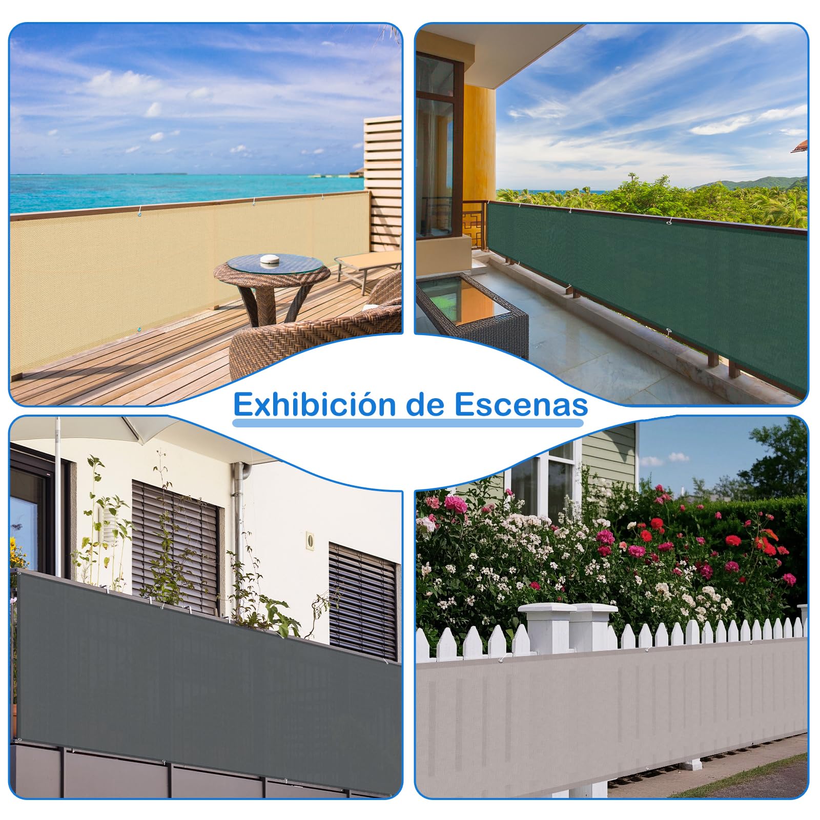 Cool Area Pantalla Privacidad para Balcón 100x600 cm Impermeable Malla de Ocultacion Protección Opaca para Jardín Exterior Terraza,Protección UV,Resistente al Viento,con Ataduras de Cables,Grey