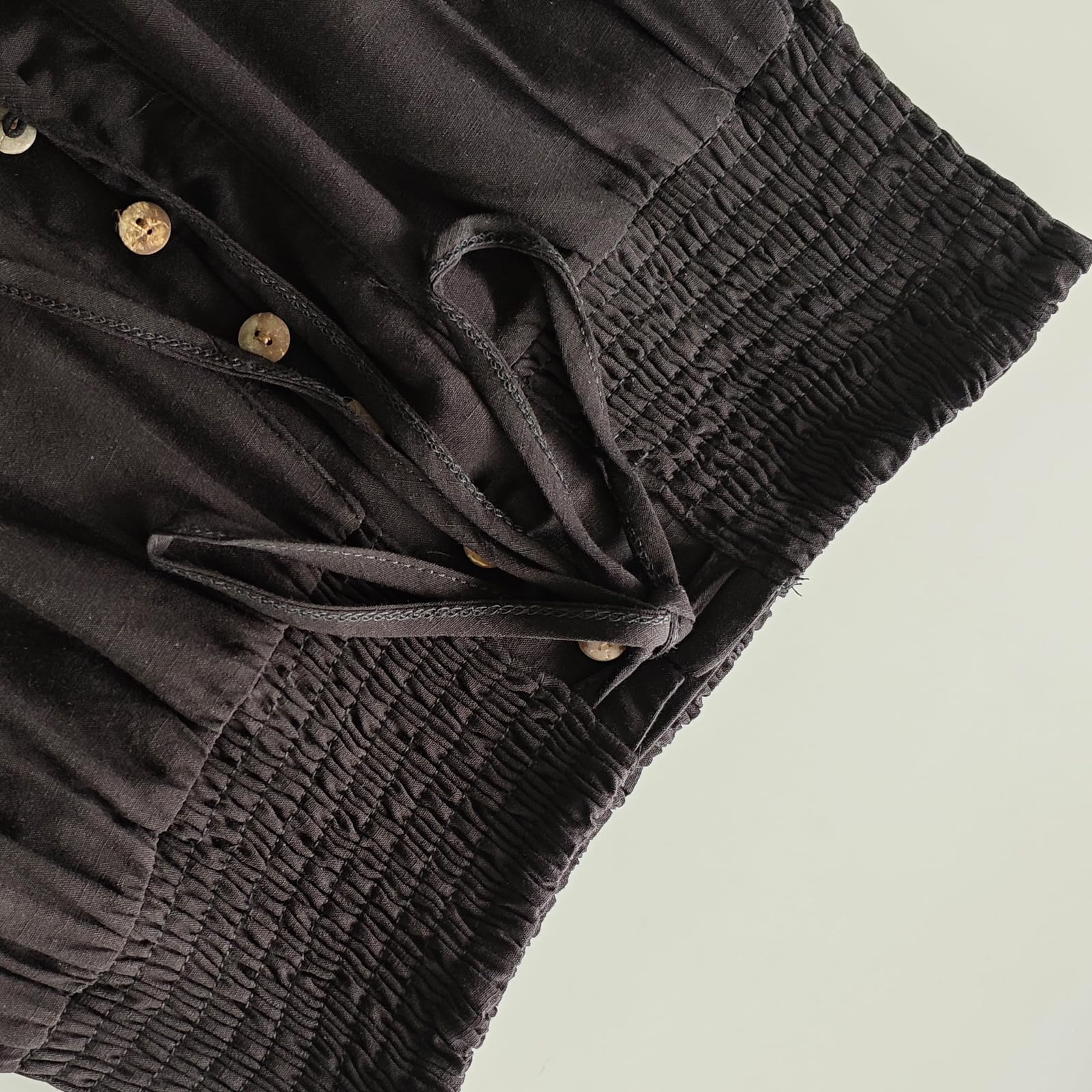TONCHENGSD Langer Sommerrock für Damen, Schlitz, Baumwolle, elastische Taille, Knopfleiste, Maxirock