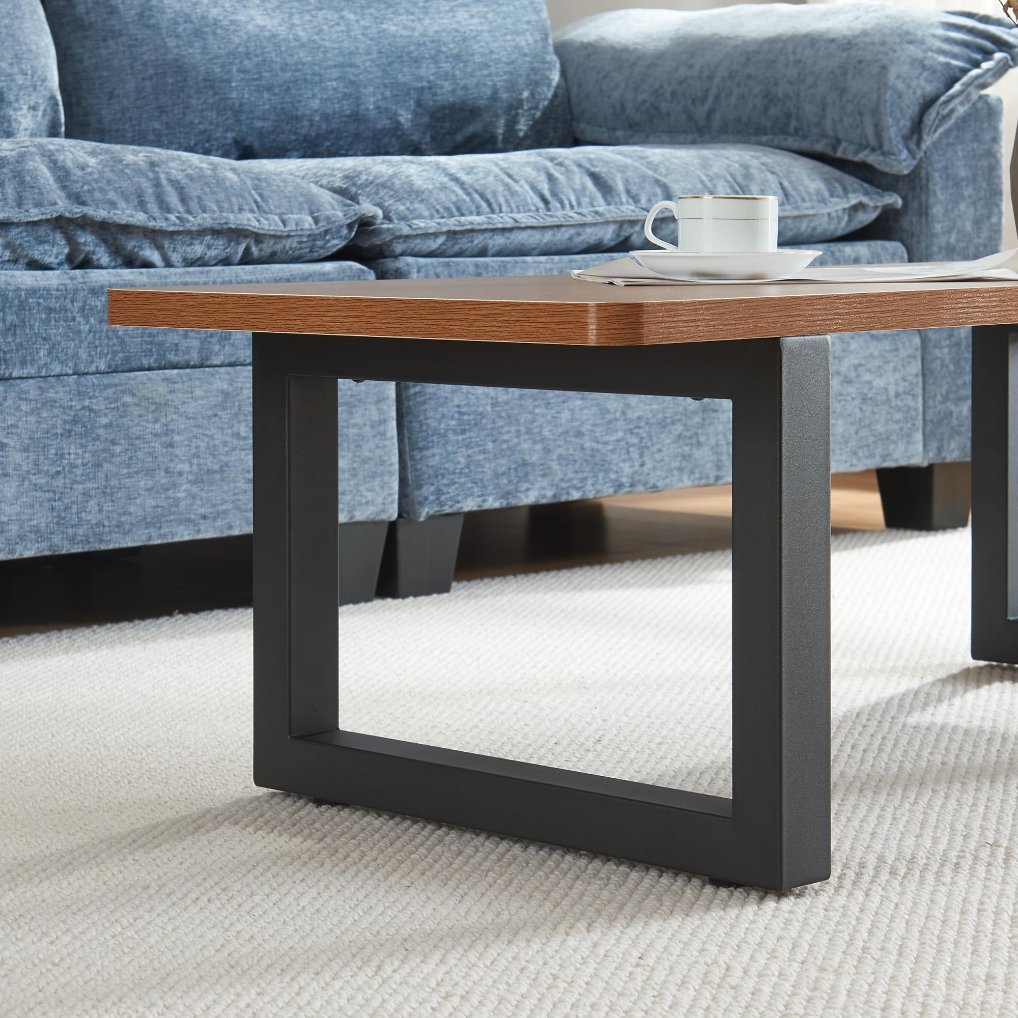 [en.casa] Conjunto de 2 Patas Lunderskov para Banco Mesa de Centro DIY Patas para Muebles Rectangulares Armazón de Mesas Auxiliares con Tornillos de Fijación Ajustables Acero 35x50cm - Negro